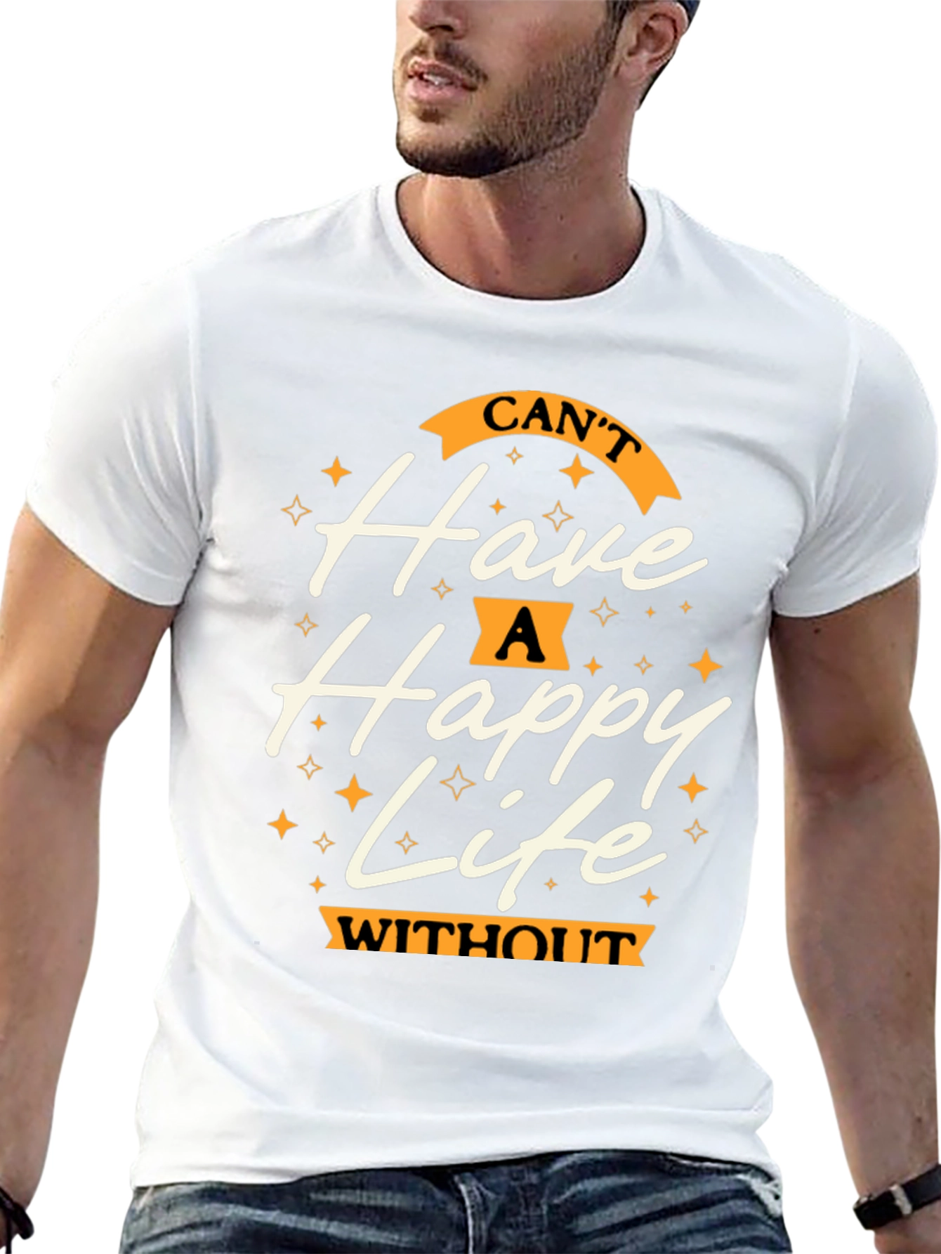 Happy Life Graphic Tee - Casual Black T-Shirt