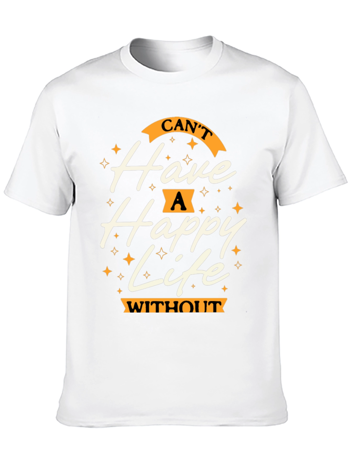Happy Life Graphic Tee - Casual Black T-Shirt