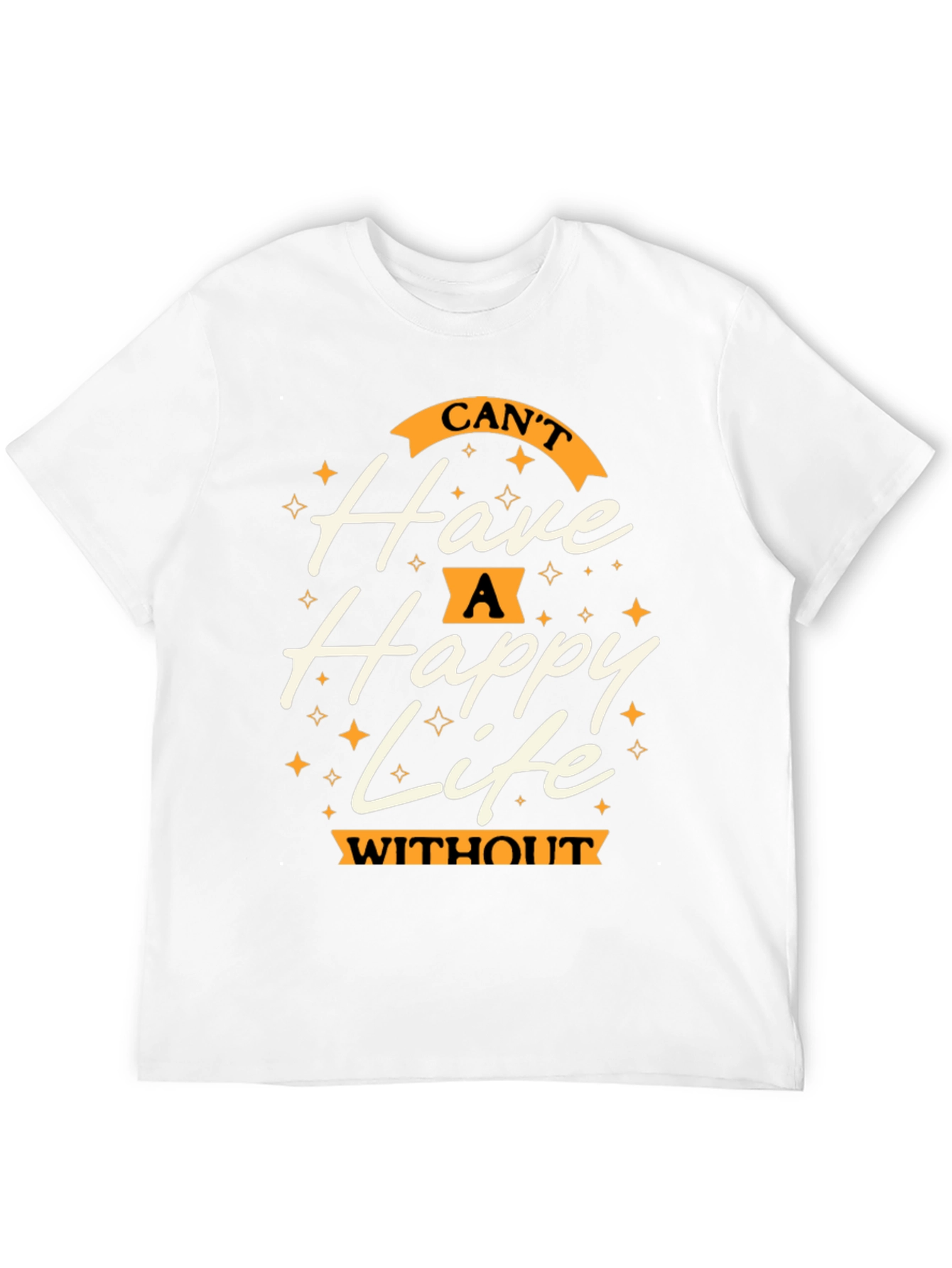Happy Life Graphic Tee - Casual Black T-Shirt
