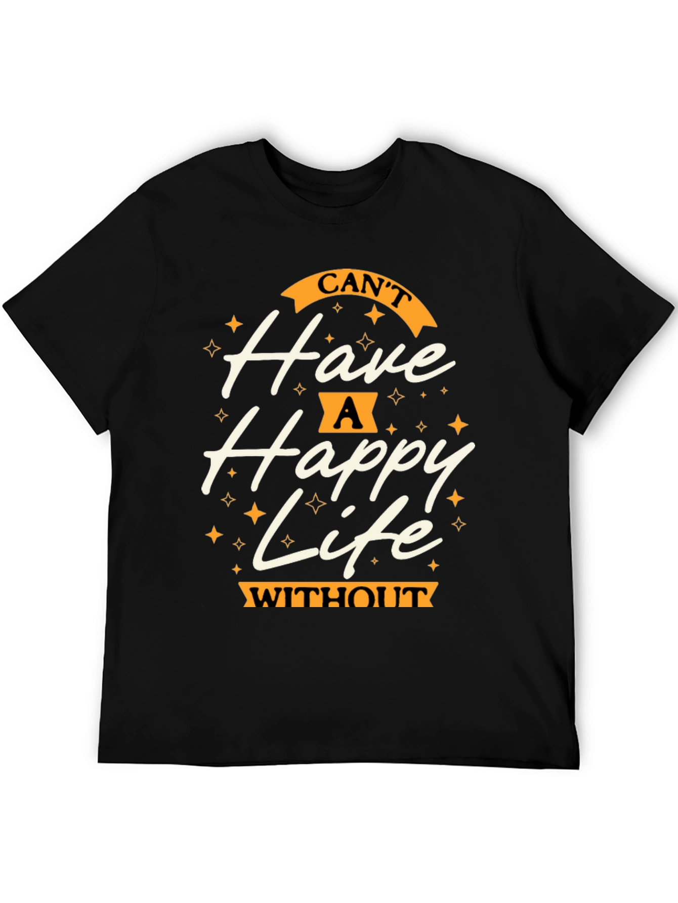 Happy Life Graphic Tee - Casual Black T-Shirt