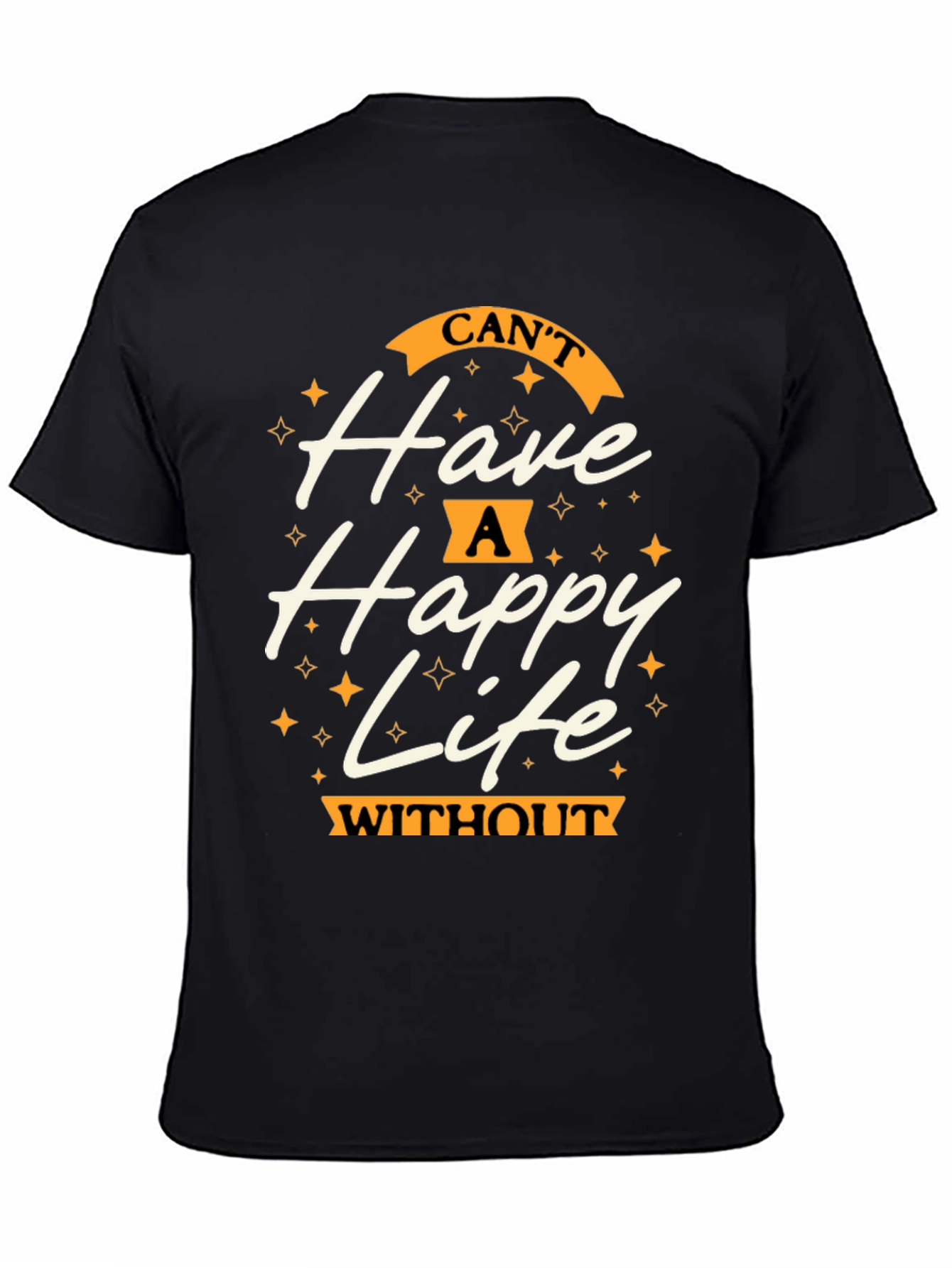 Happy Life Graphic Tee - Casual Black T-Shirt