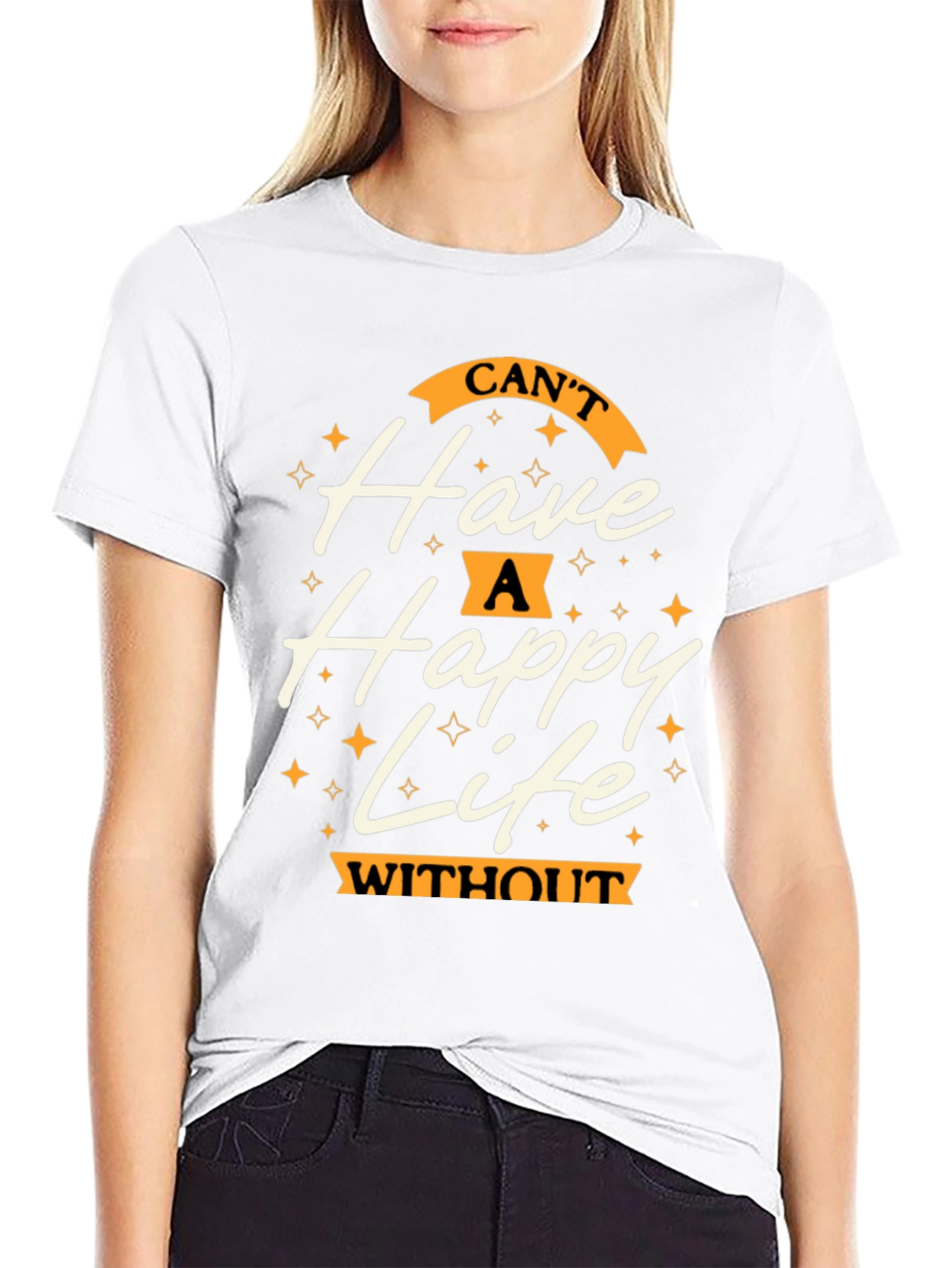 Happy Life Graphic Tee - Casual Black T-Shirt