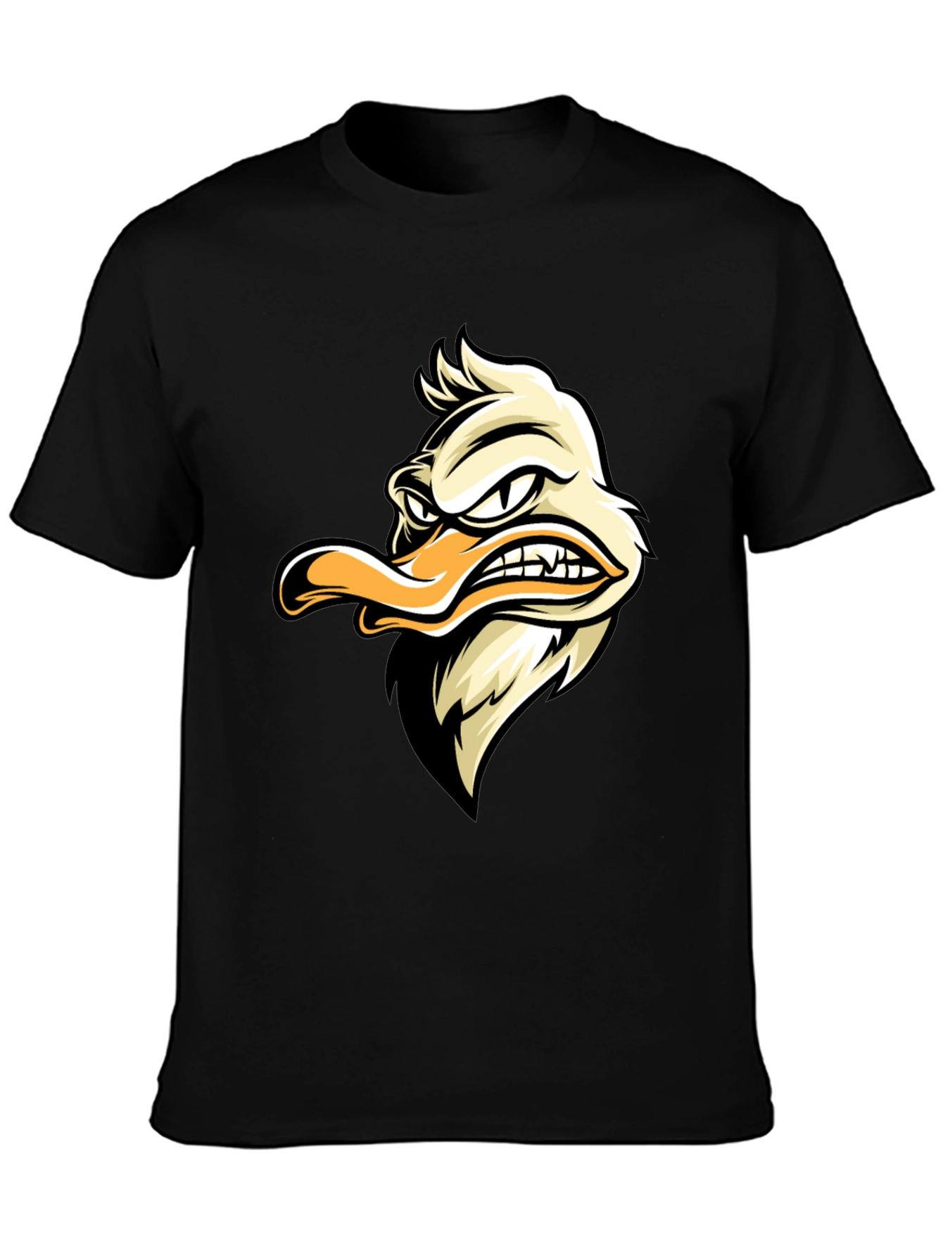 Grumpy Duck Graphic Tee - Black Cotton T-Shirt