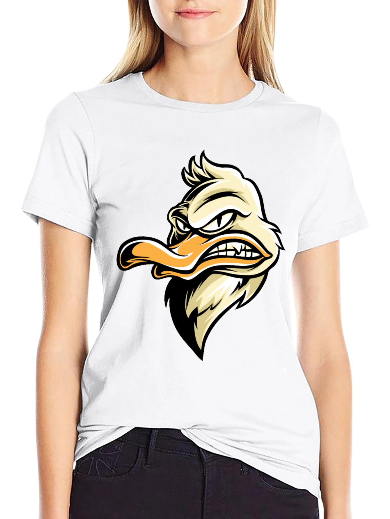 Grumpy Duck Graphic Tee - Black Cotton T-Shirt