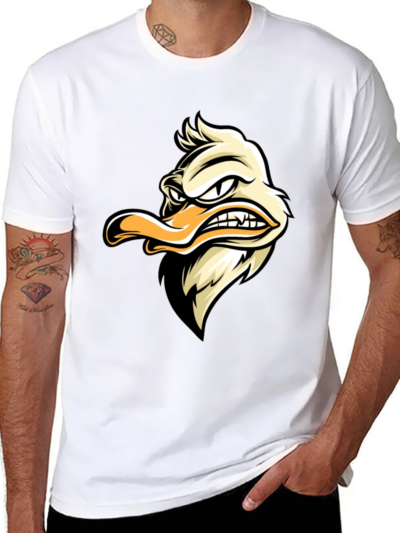 Grumpy Duck Graphic Tee - Black Cotton T-Shirt