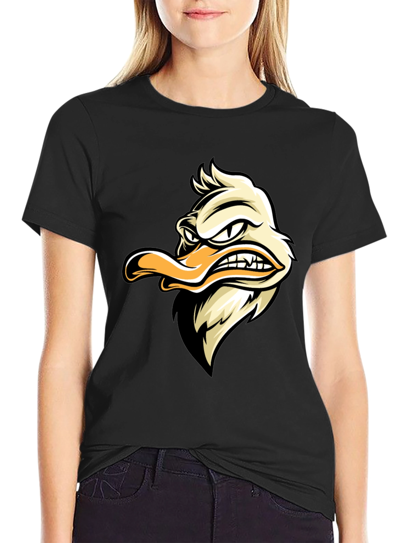 Grumpy Duck Graphic Tee - Black Cotton T-Shirt