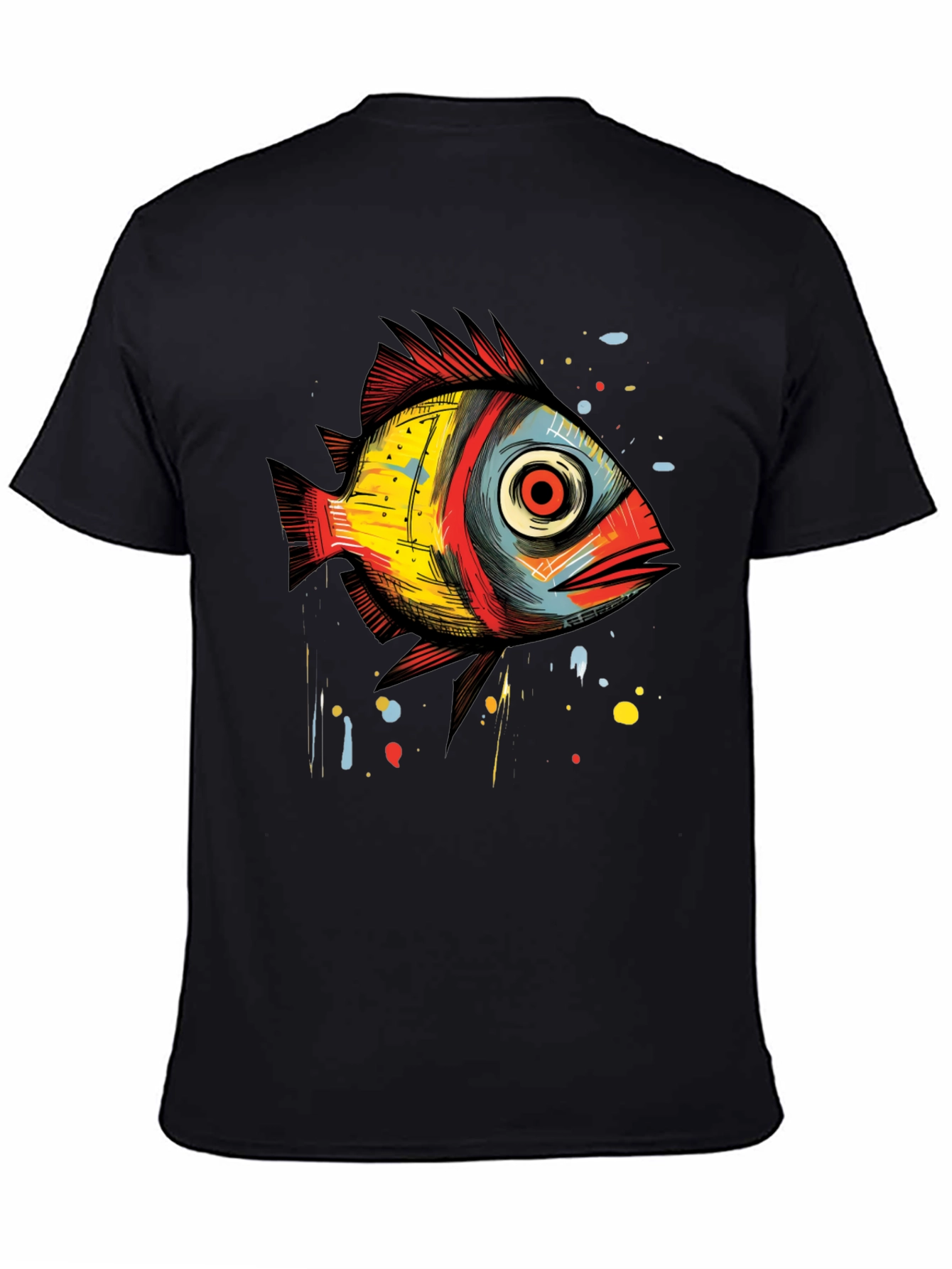 Abstract Fish Graphic T-Shirt - Unique Artistic Design