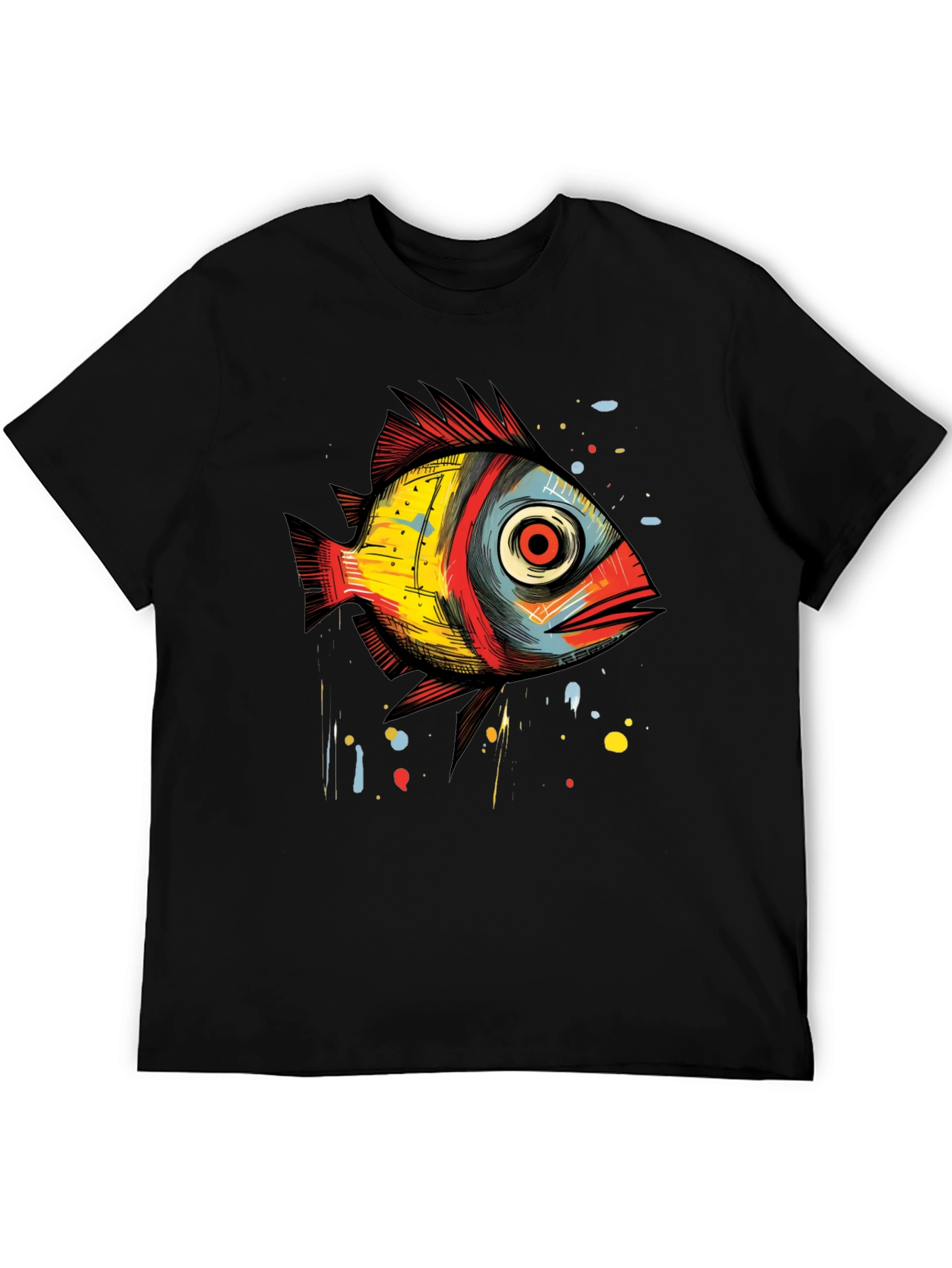 Abstract Fish Graphic T-Shirt - Unique Artistic Design