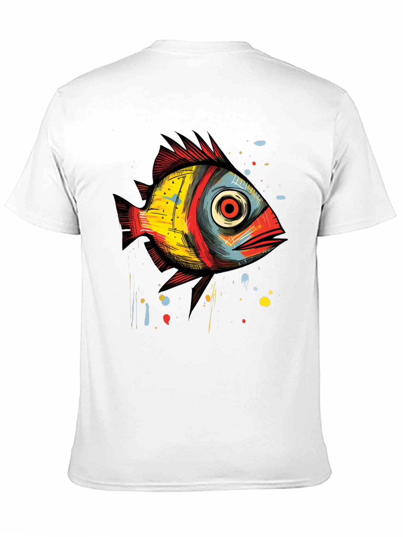Abstract Fish Graphic T-Shirt - Unique Artistic Design