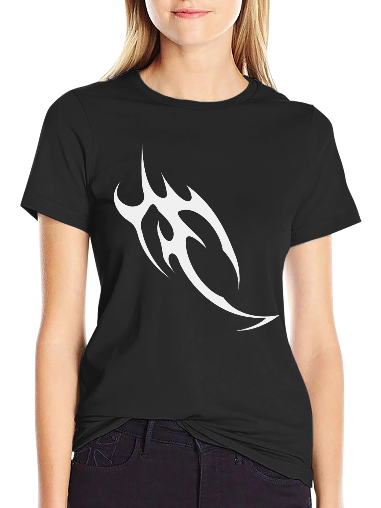 Mens Black T-Shirt with Tribal Graphic Design