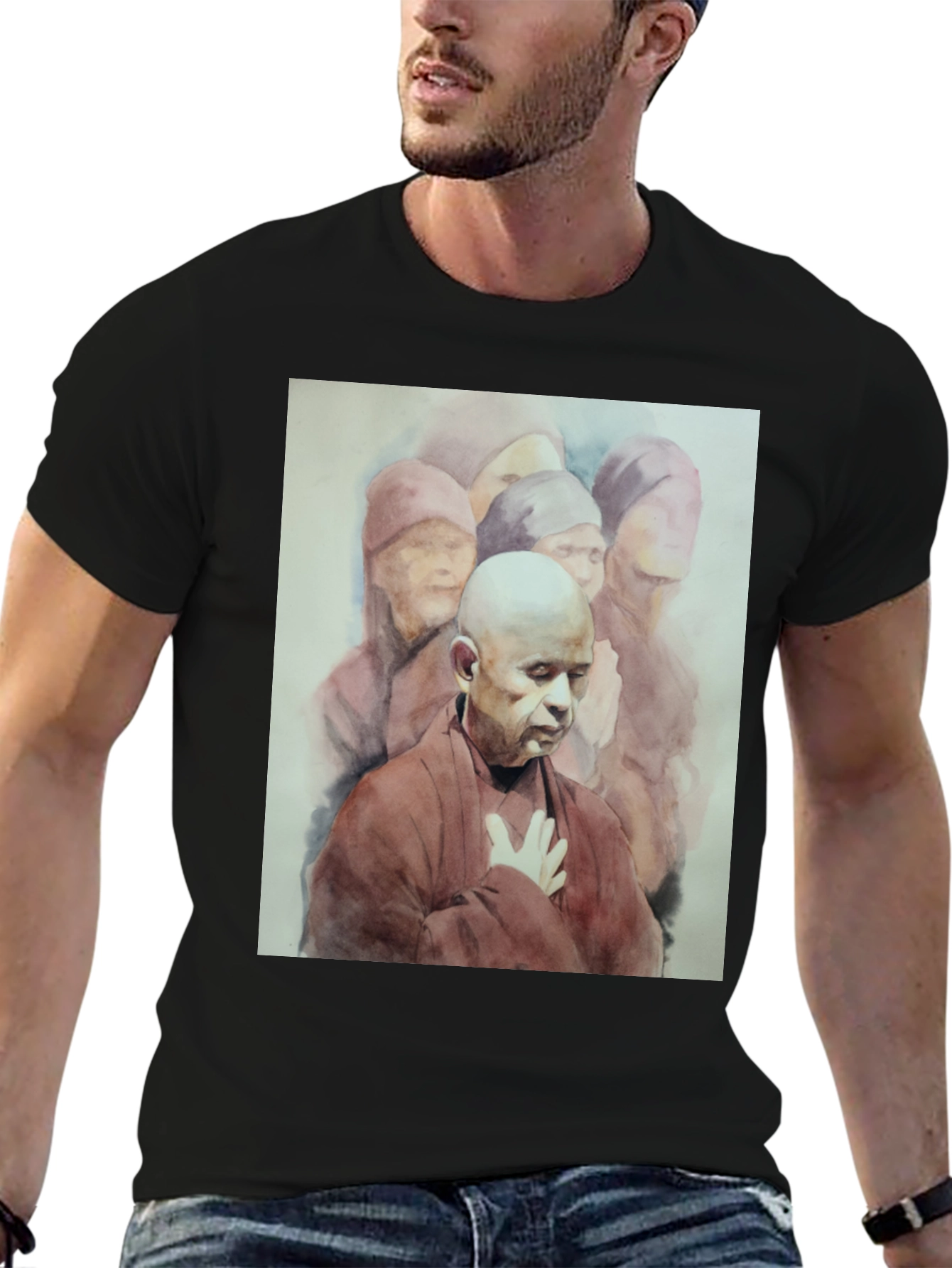 Monk Graphic Tee - Spiritual Design Soft Cotton