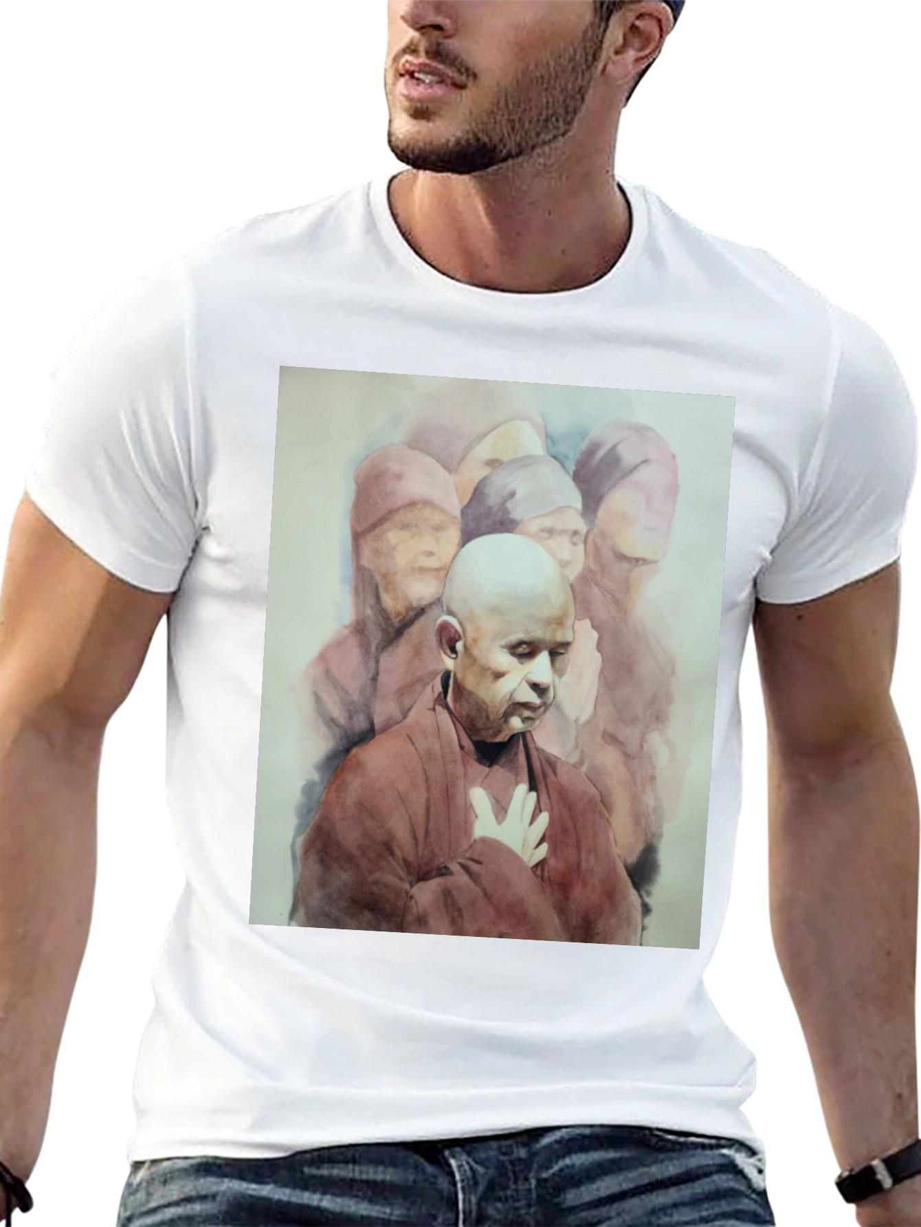 Monk Graphic Tee - Spiritual Design Soft Cotton
