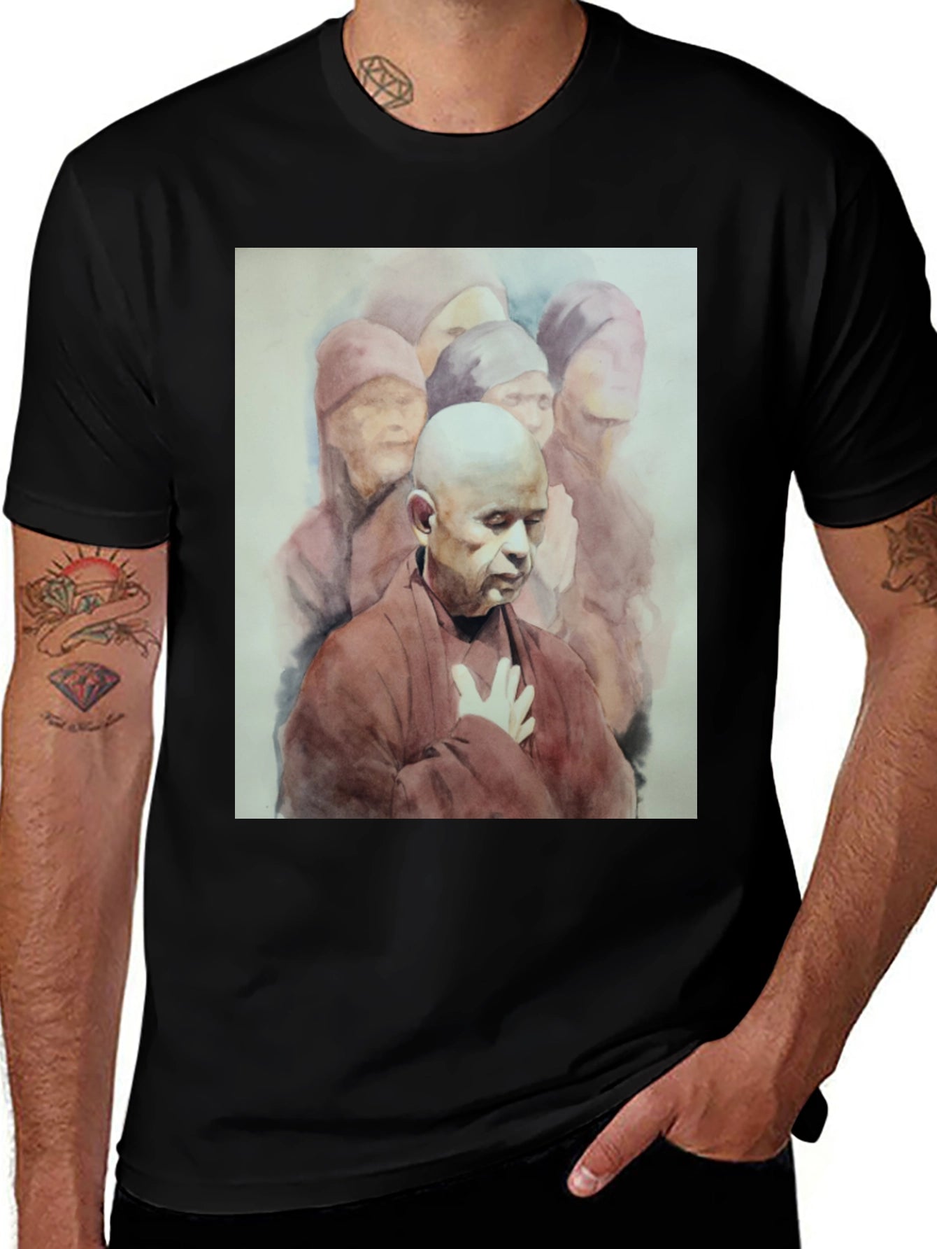 Monk Graphic Tee - Spiritual Design Soft Cotton