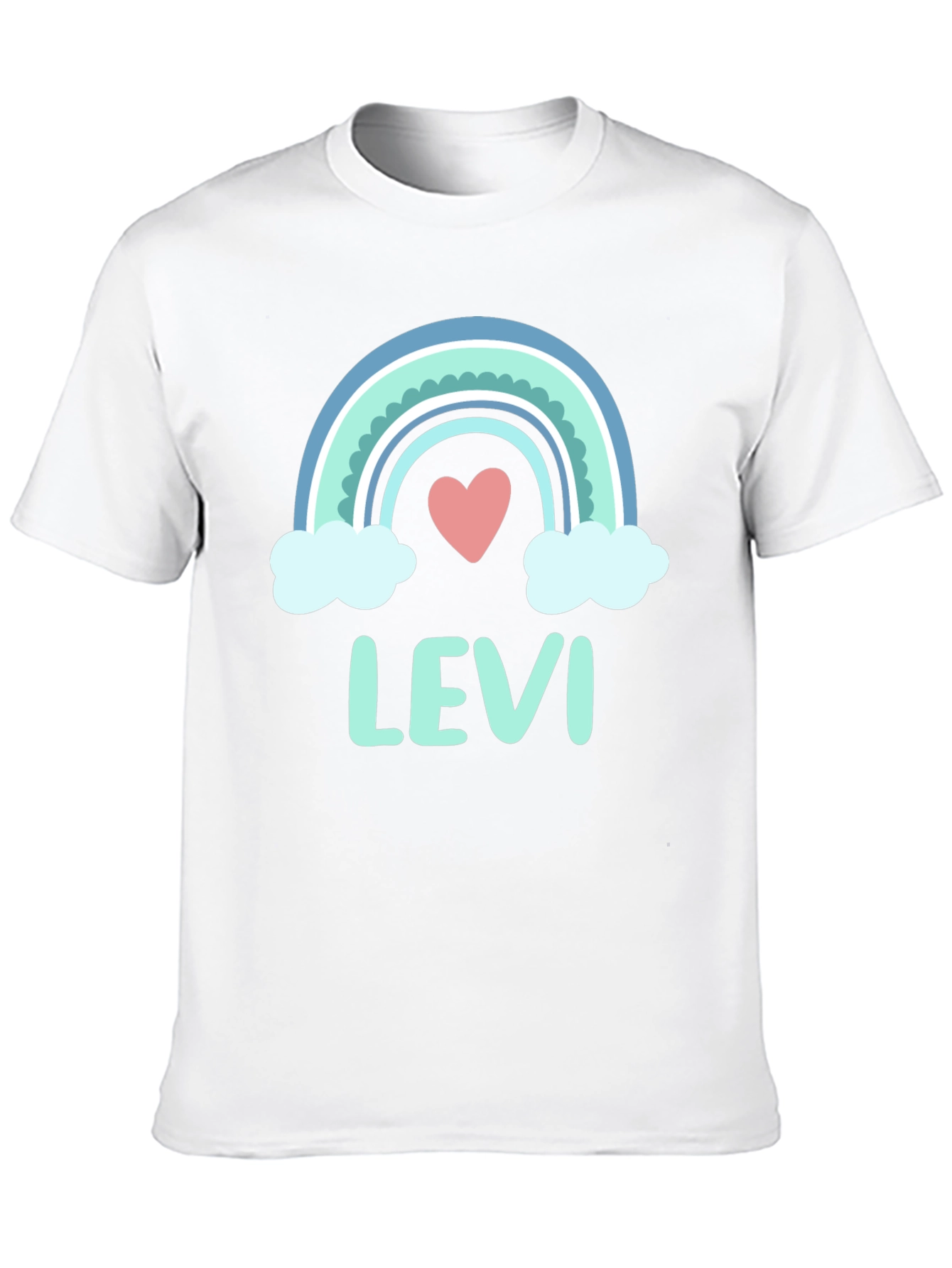 Levi Rainbow Heart Personalized Kids T-Shirt