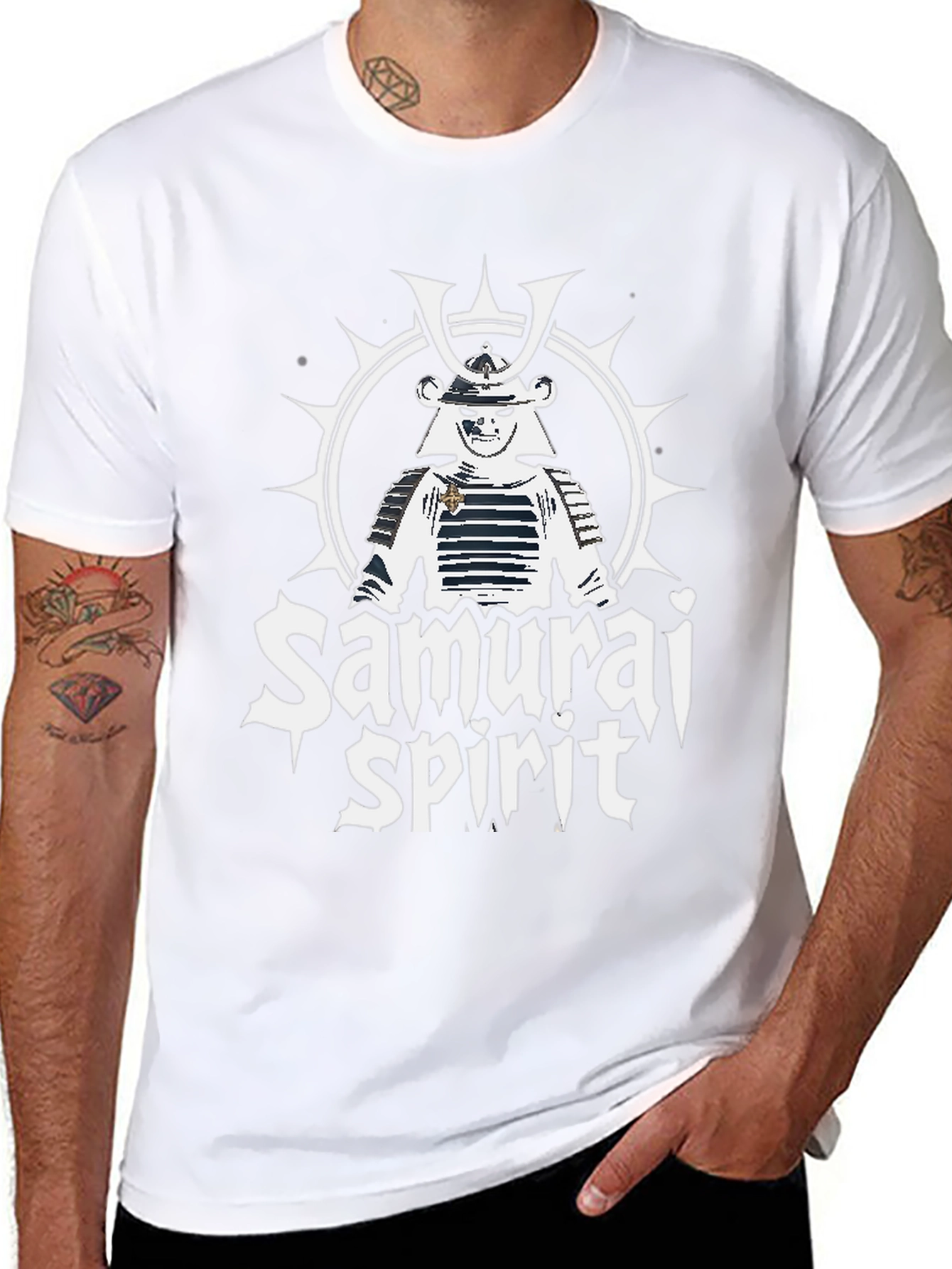Samurai Spirit Graphic Print T-Shirt - Black