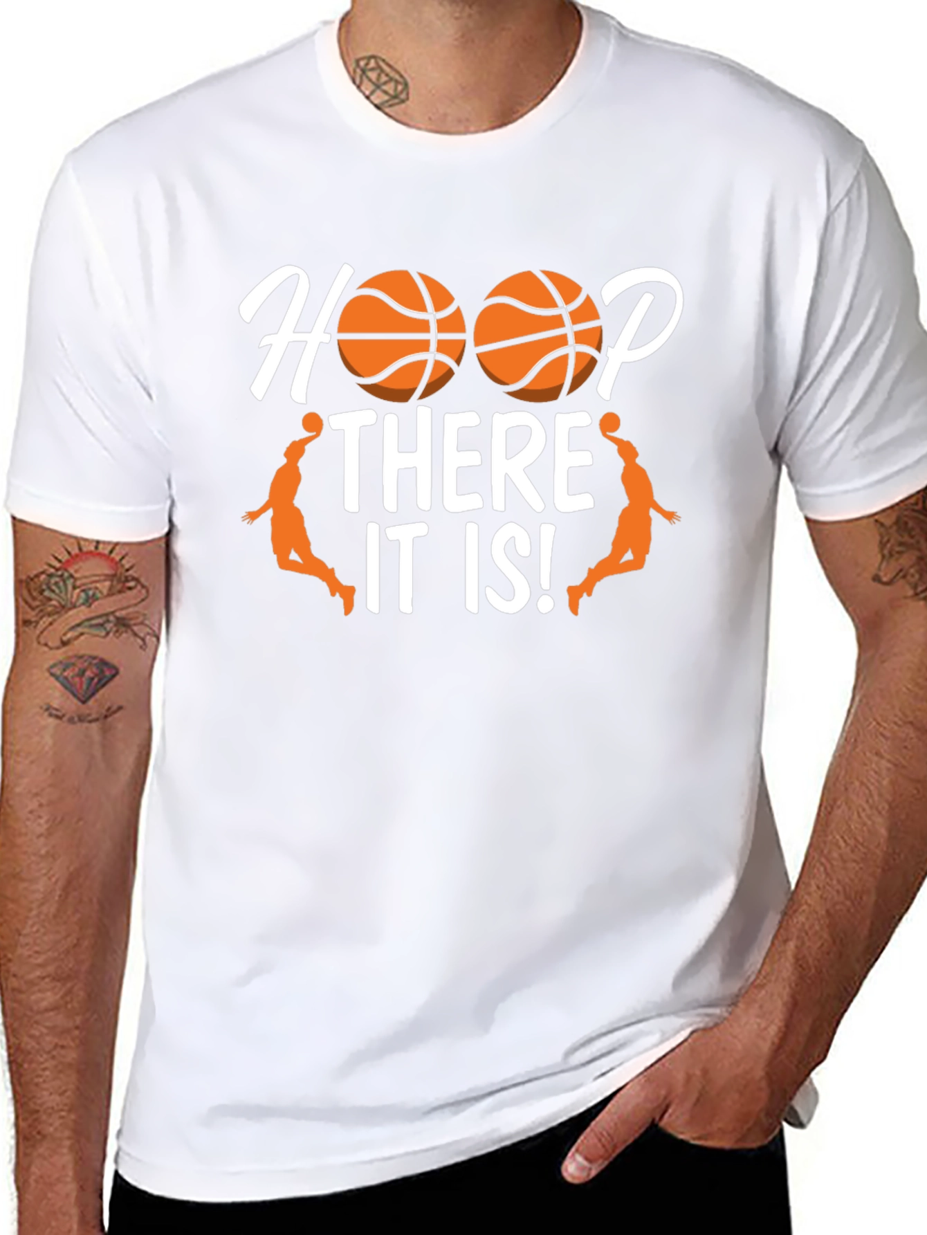 Hoop There It Is! Black Basketball Graphic T-Shirt