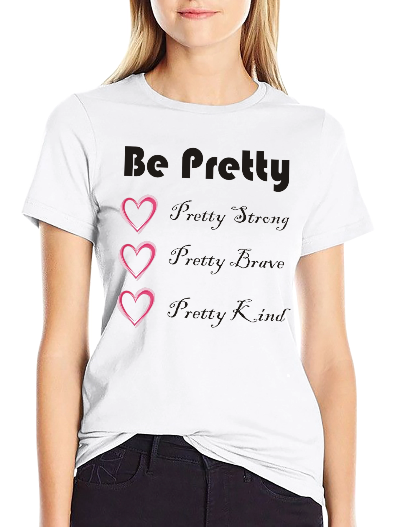 Be Pretty Heart Tee - Black Cotton Blend