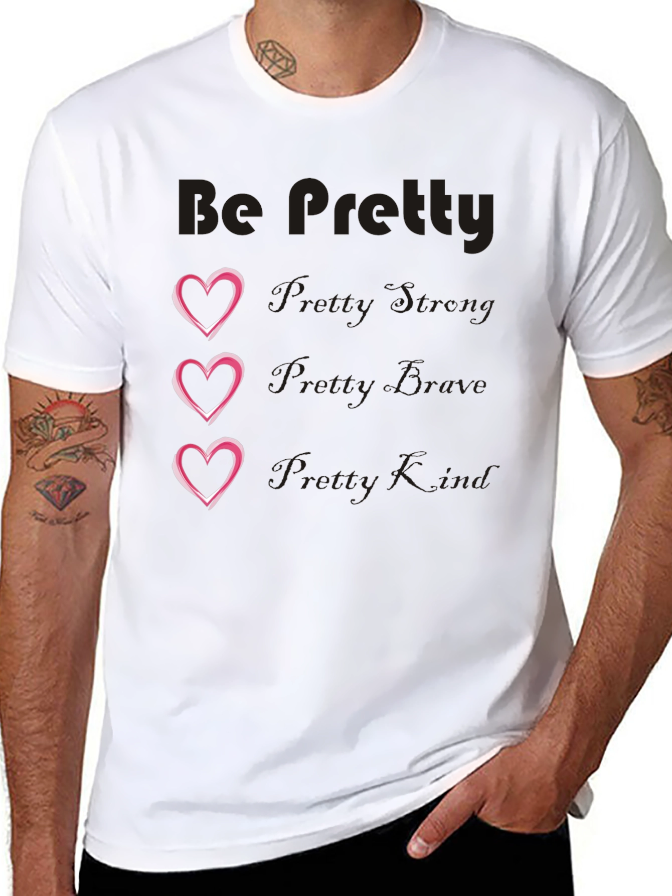 Be Pretty Heart Tee - Black Cotton Blend