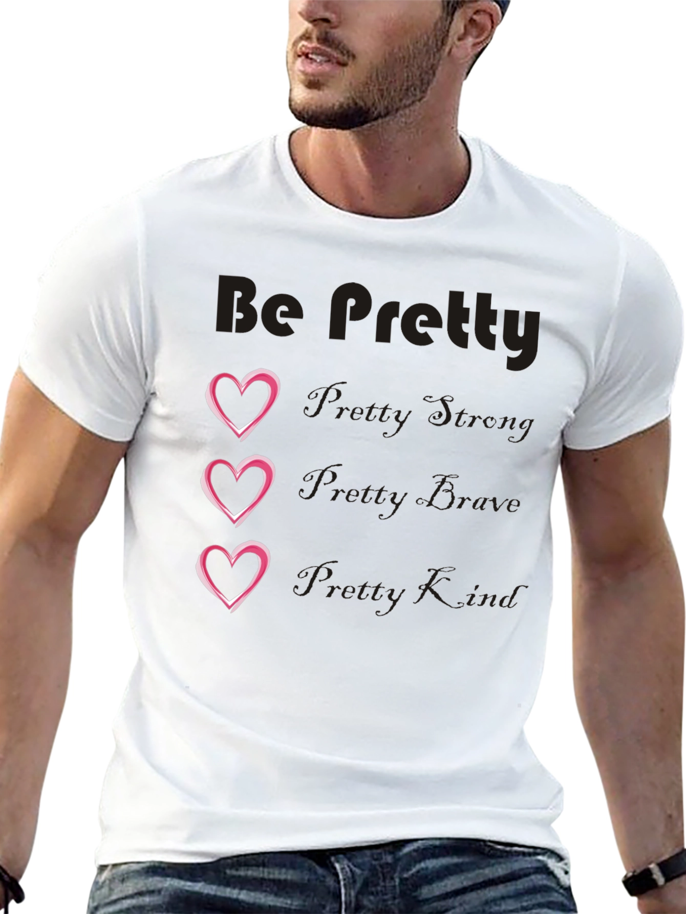 Be Pretty Heart Tee - Black Cotton Blend