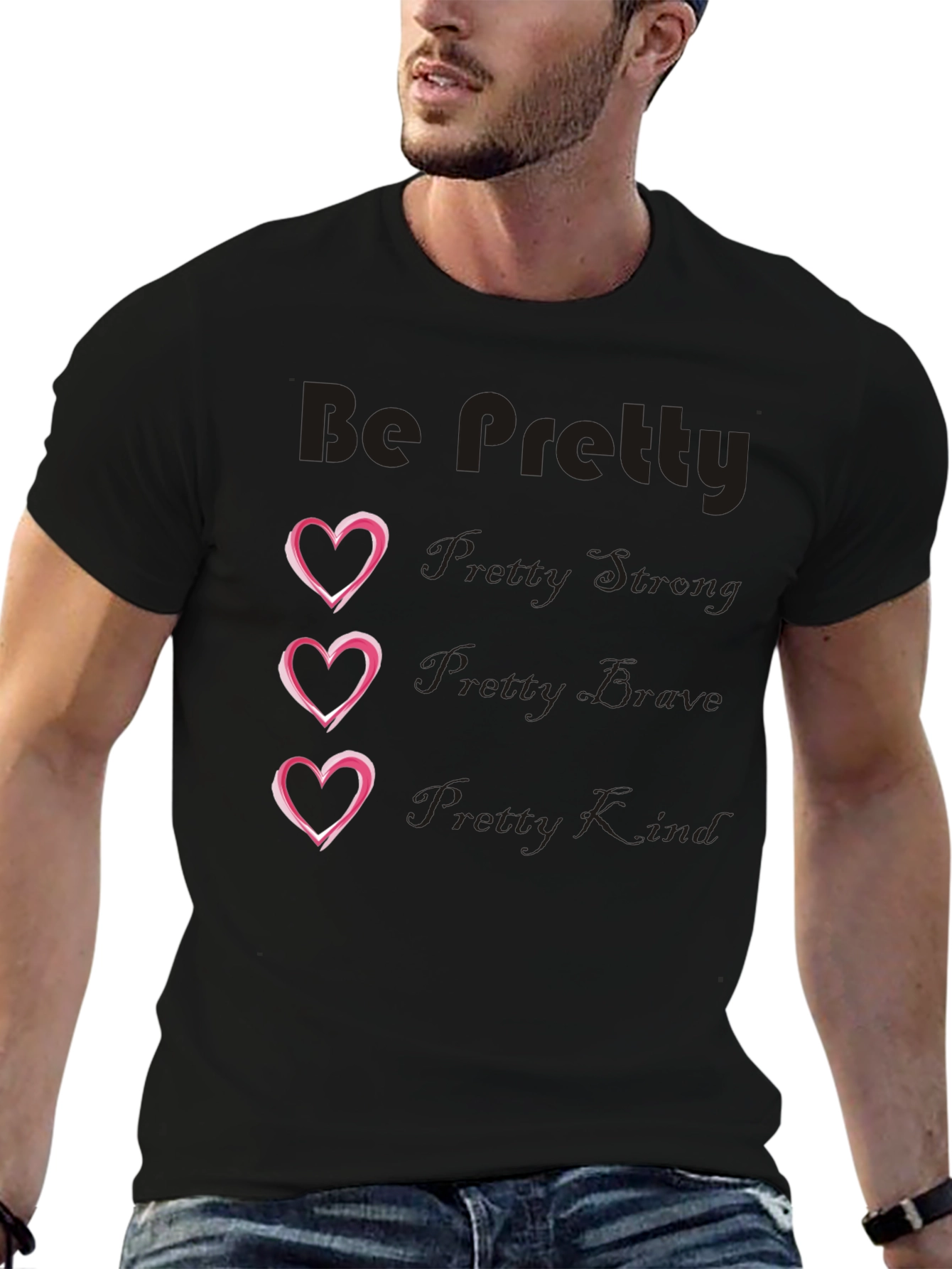 Be Pretty Heart Tee - Black Cotton Blend