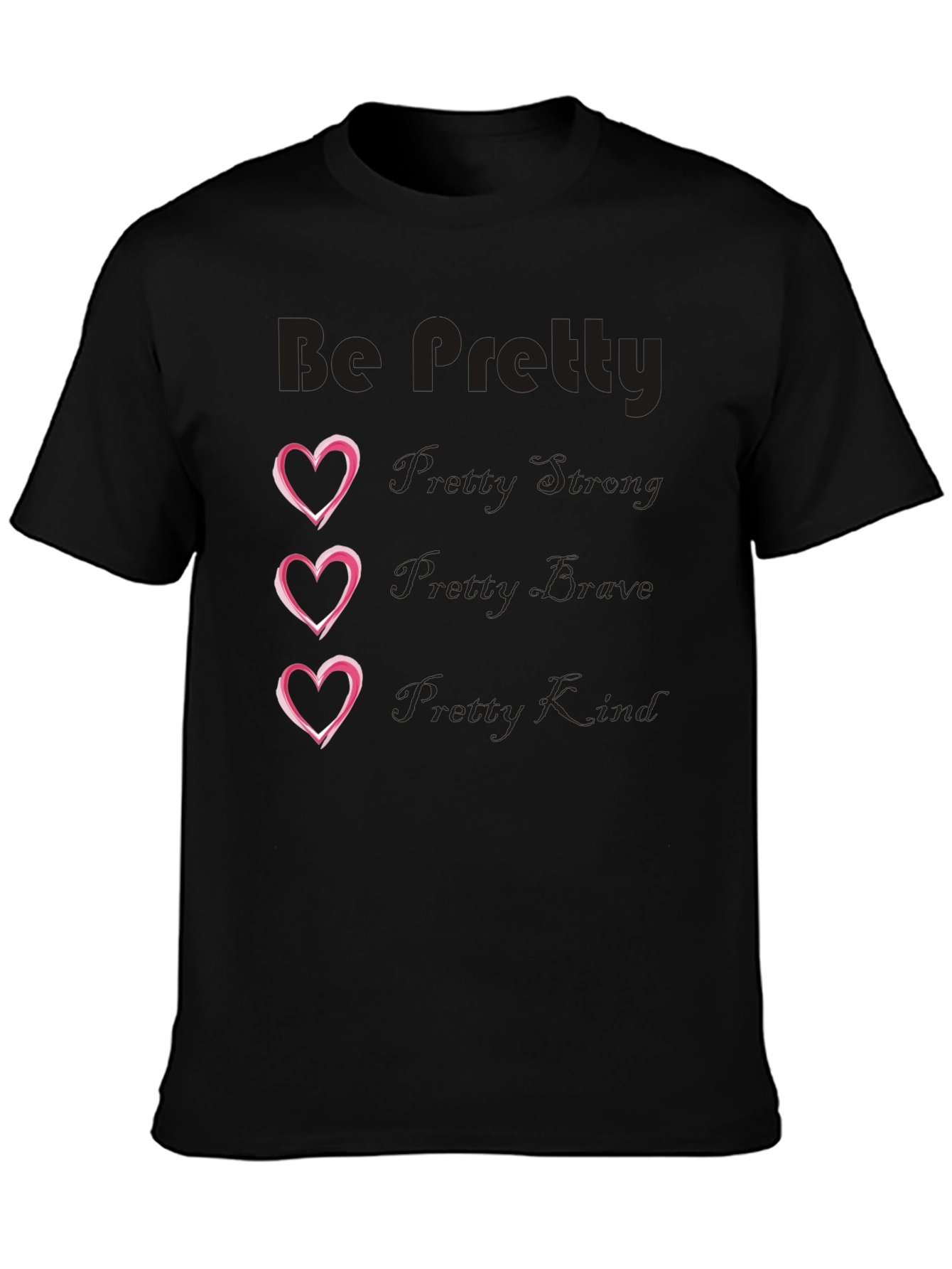 Be Pretty Heart Tee - Black Cotton Blend