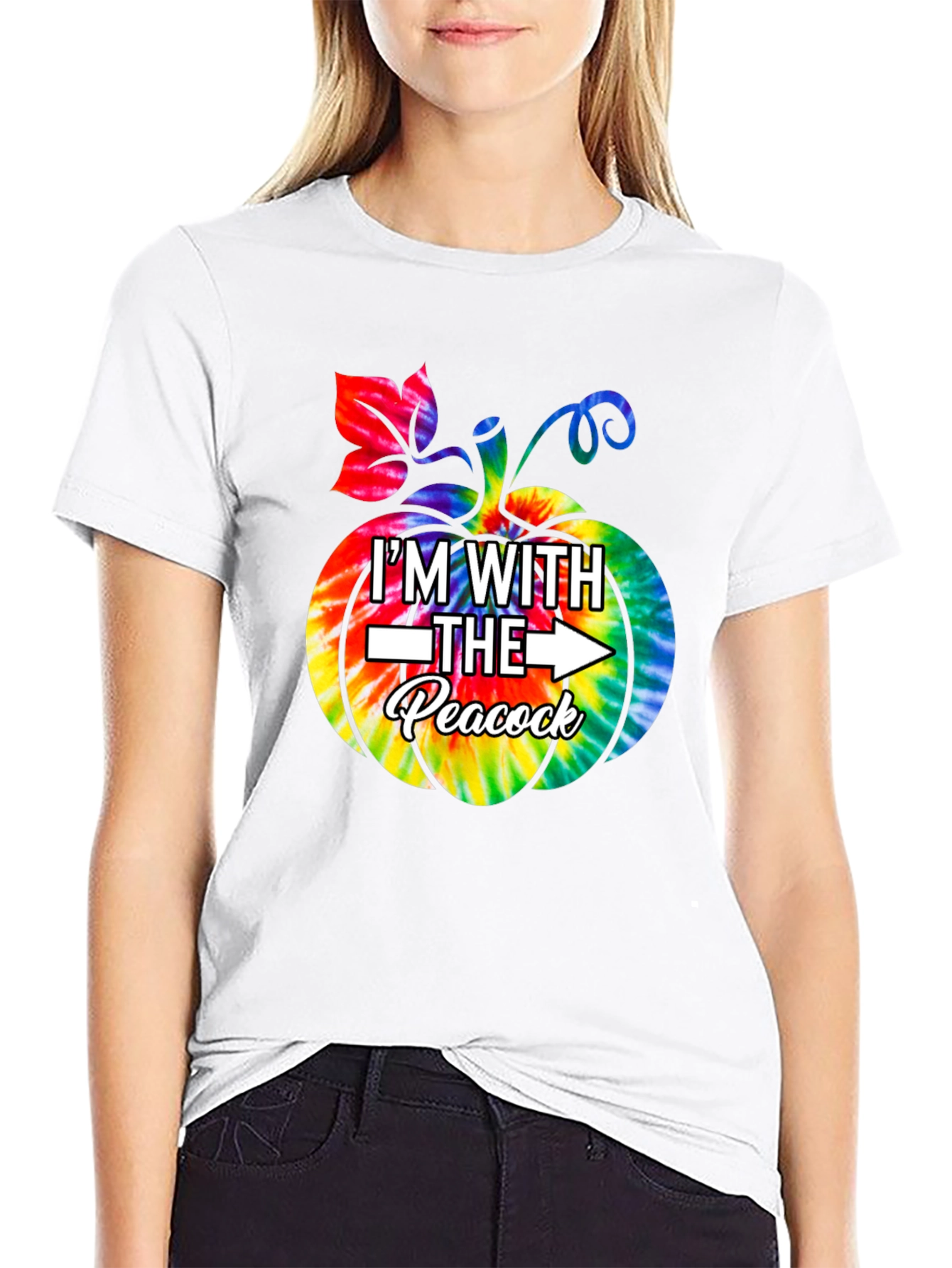 Im With The Peacock Tie-Dye Pumpkin Halloween T-Shirt