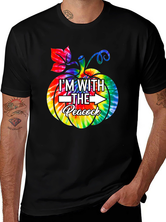 Im With The Peacock Tie-Dye Pumpkin Halloween T-Shirt