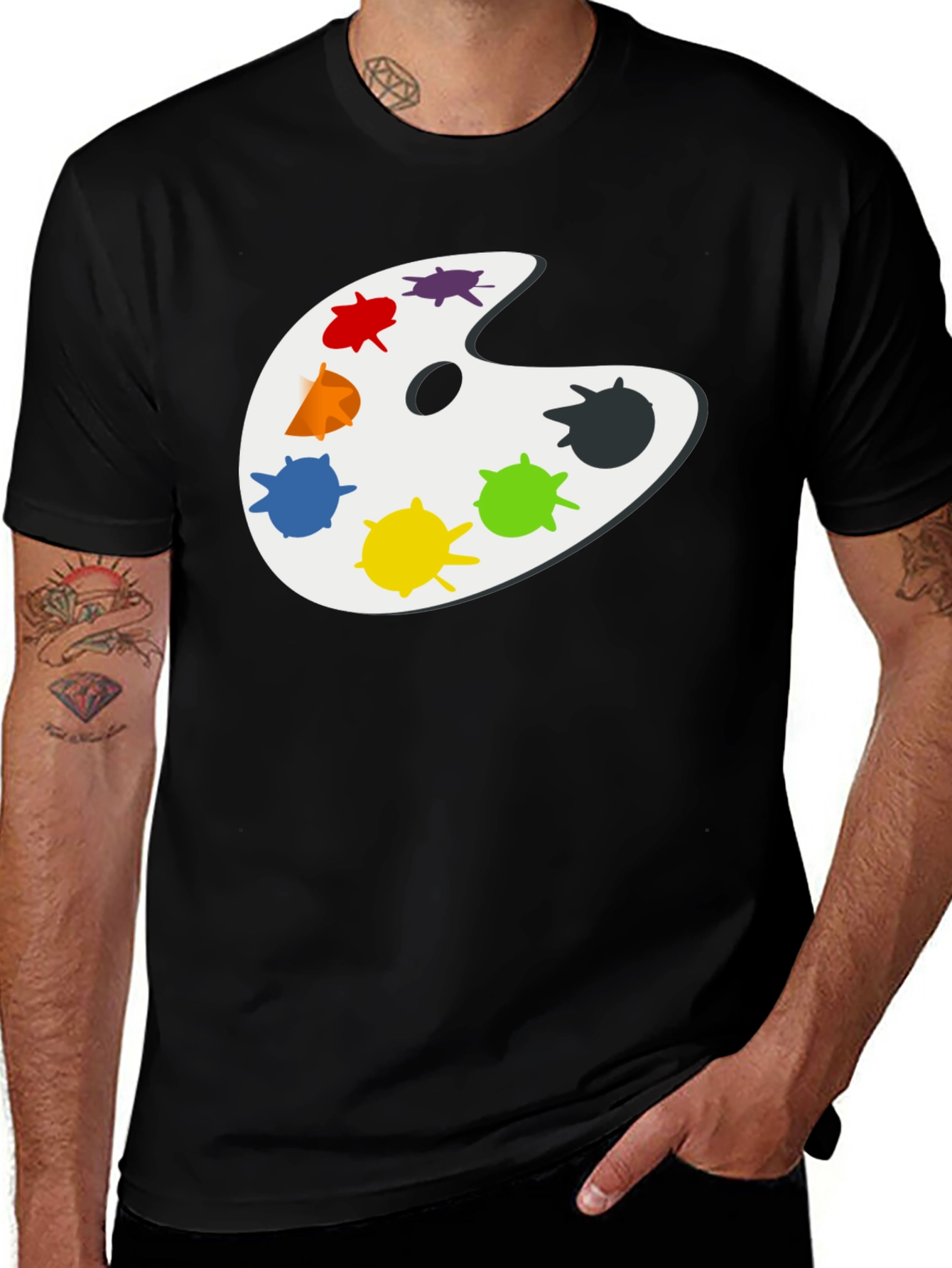 Artists Palette Black T-Shirt - Painter Gift