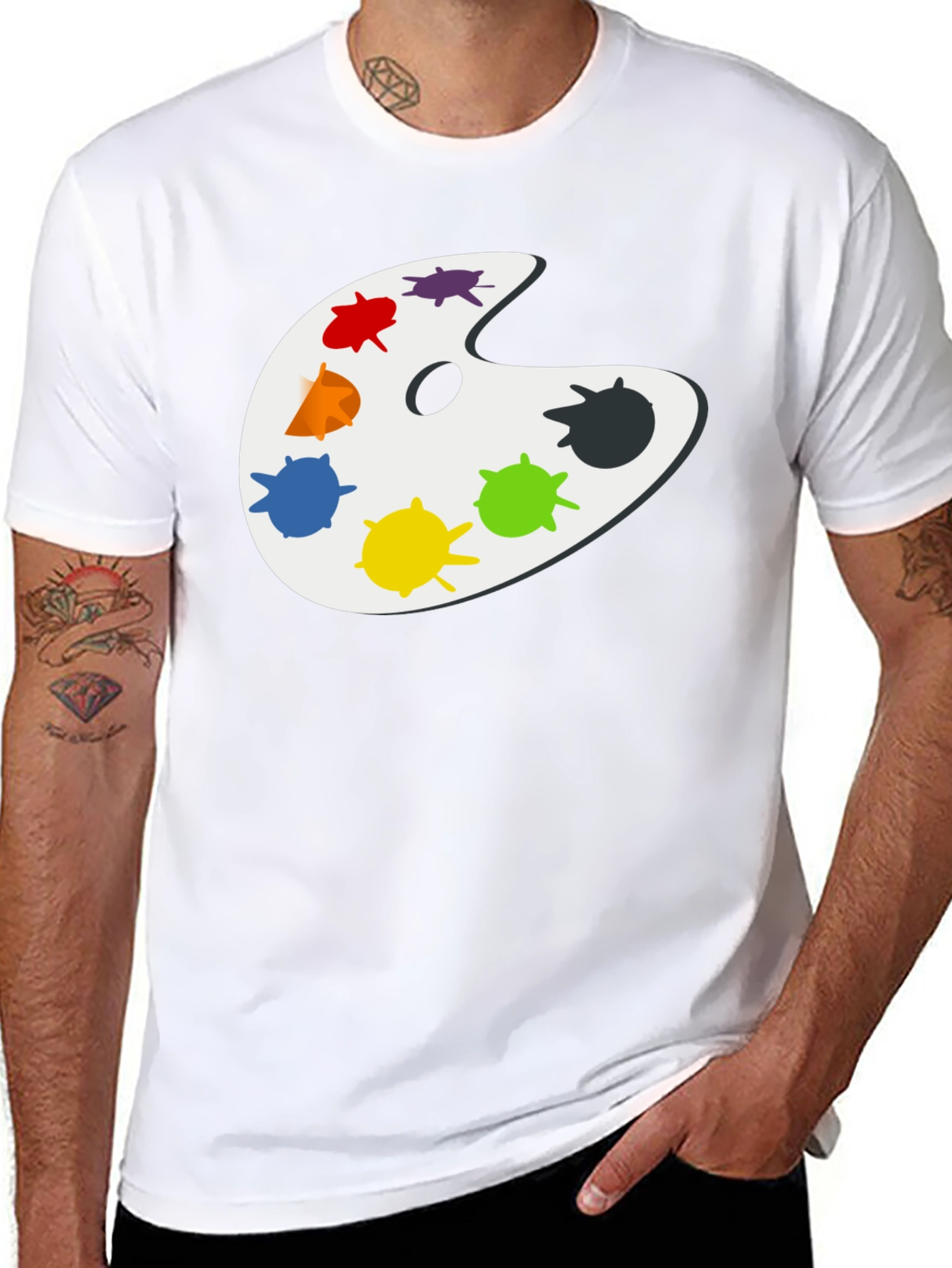 Artists Palette Black T-Shirt - Painter Gift
