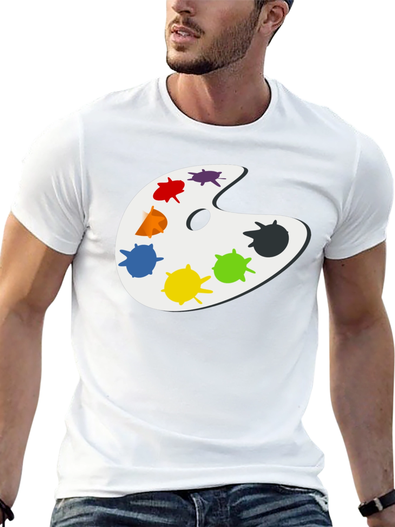 Artists Palette Black T-Shirt - Painter Gift