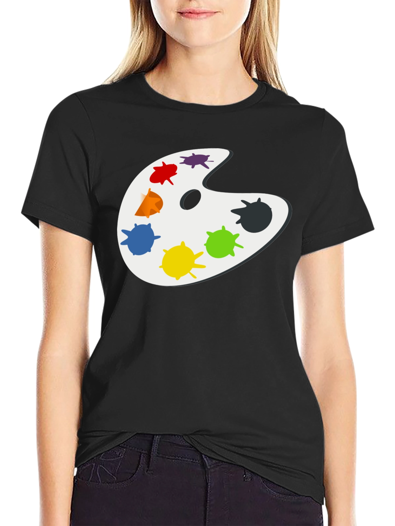 Artists Palette Black T-Shirt - Painter Gift