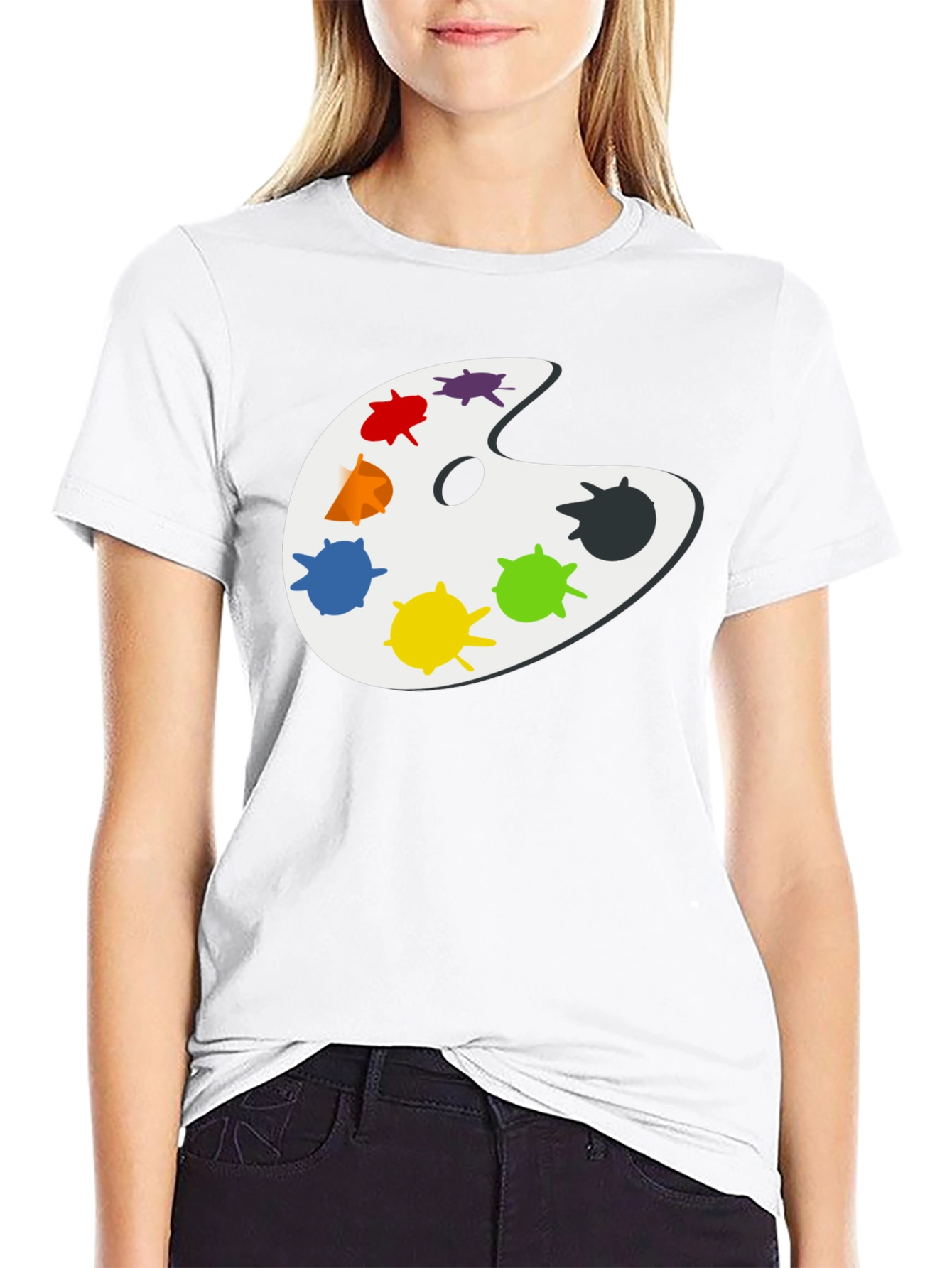 Artists Palette Black T-Shirt - Painter Gift
