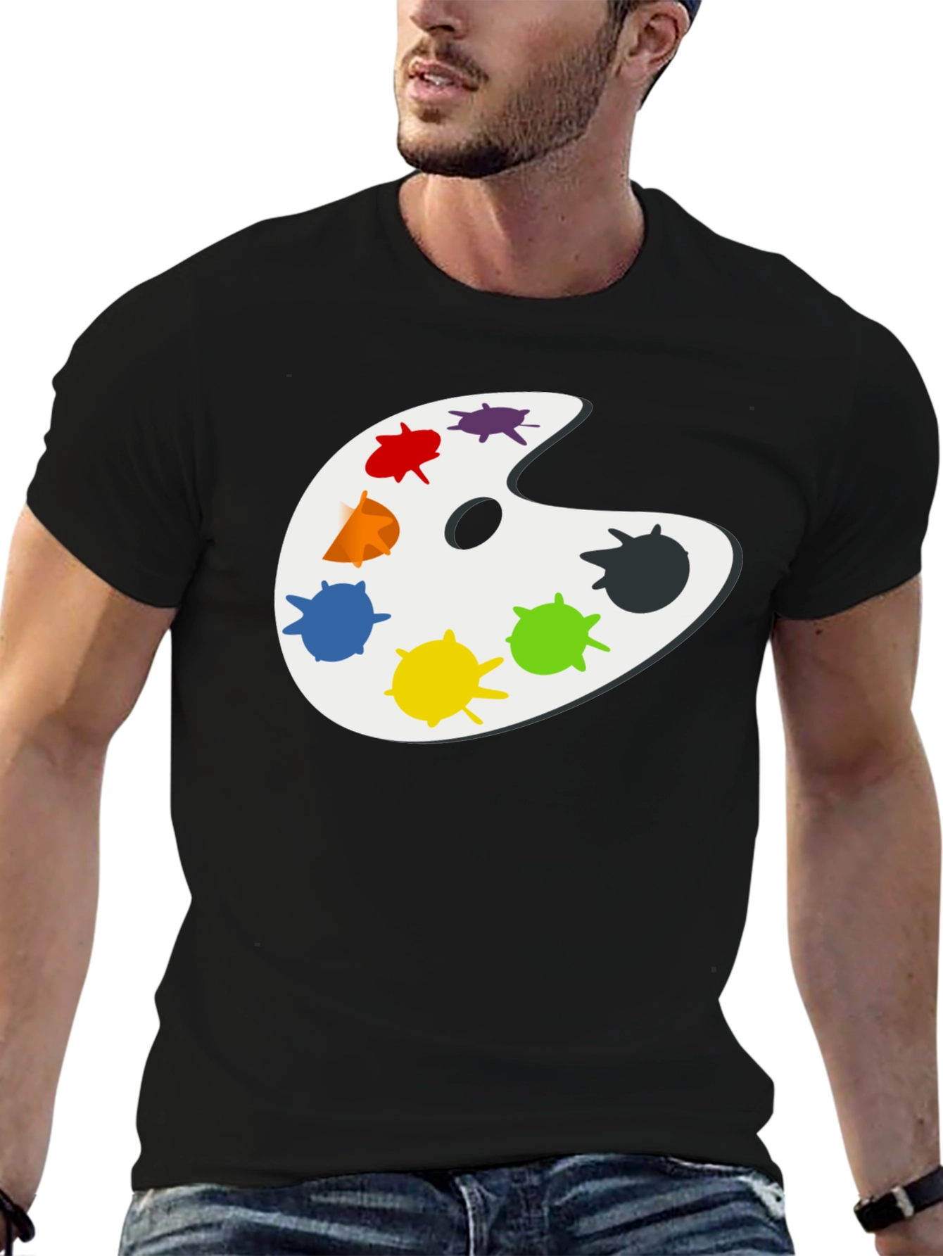 Artists Palette Black T-Shirt - Painter Gift