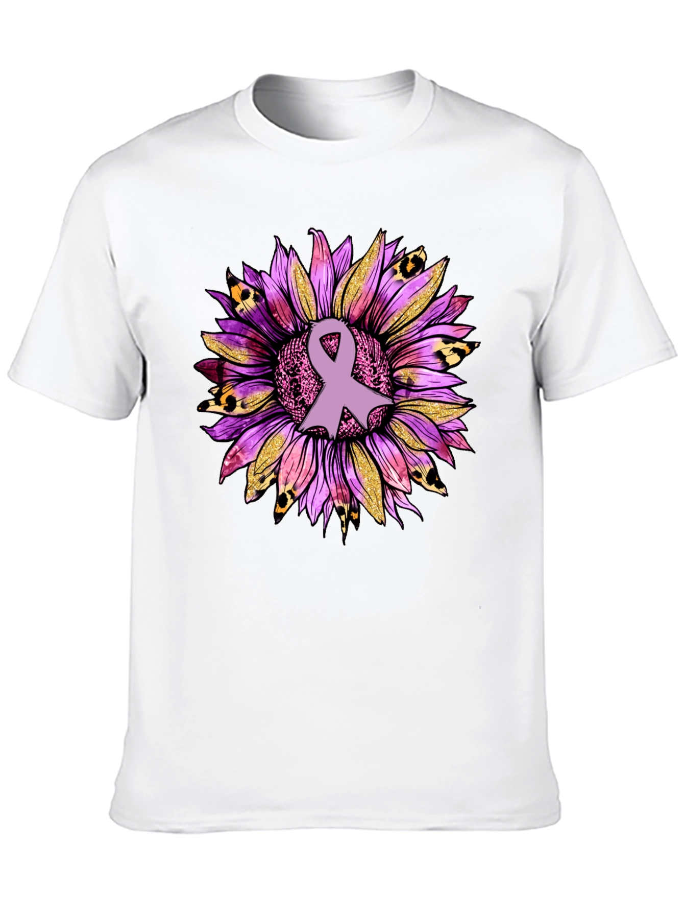 Awareness Ribbon Sunflower Graphic T-Shirt