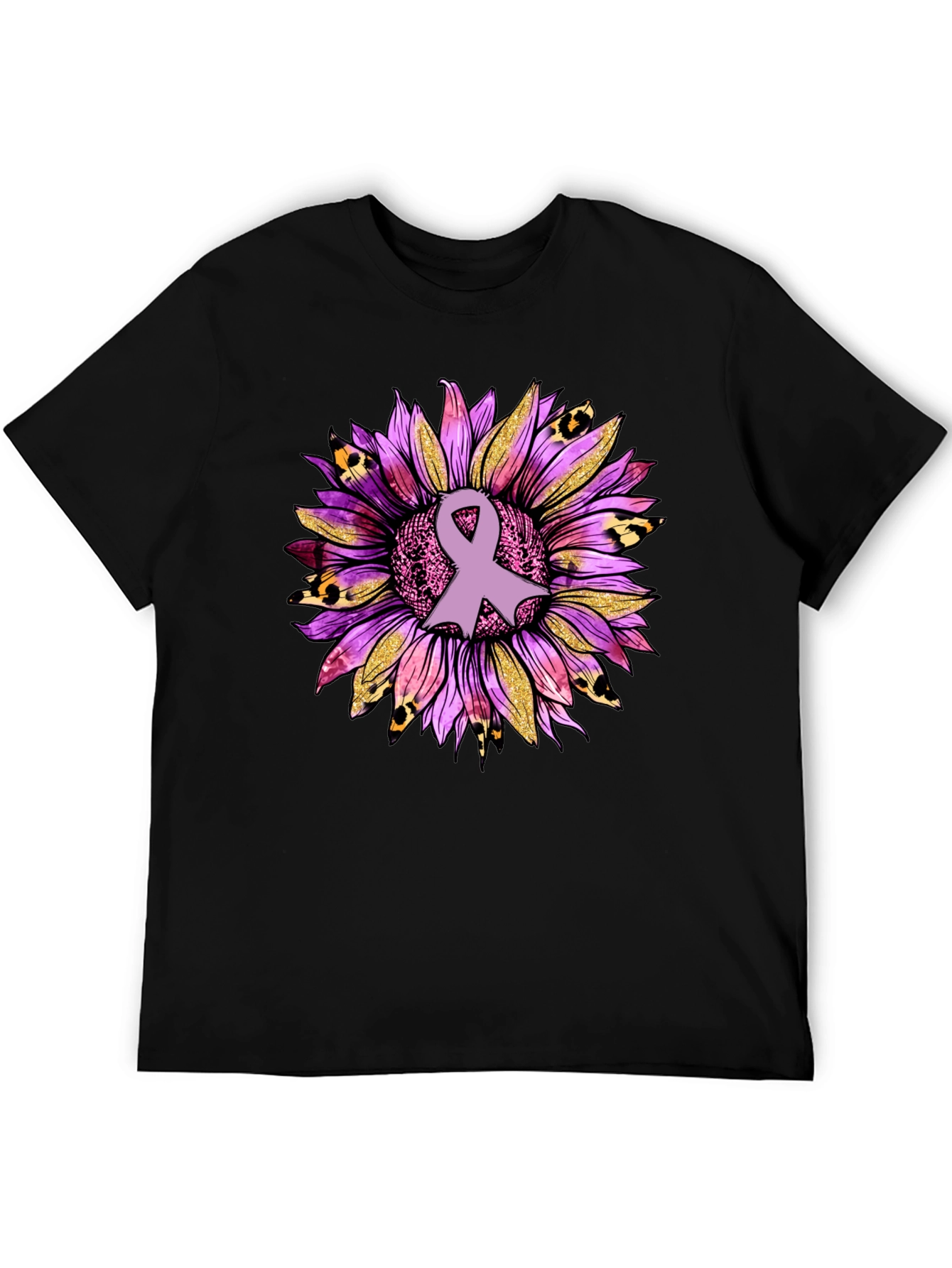 Awareness Ribbon Sunflower Graphic T-Shirt