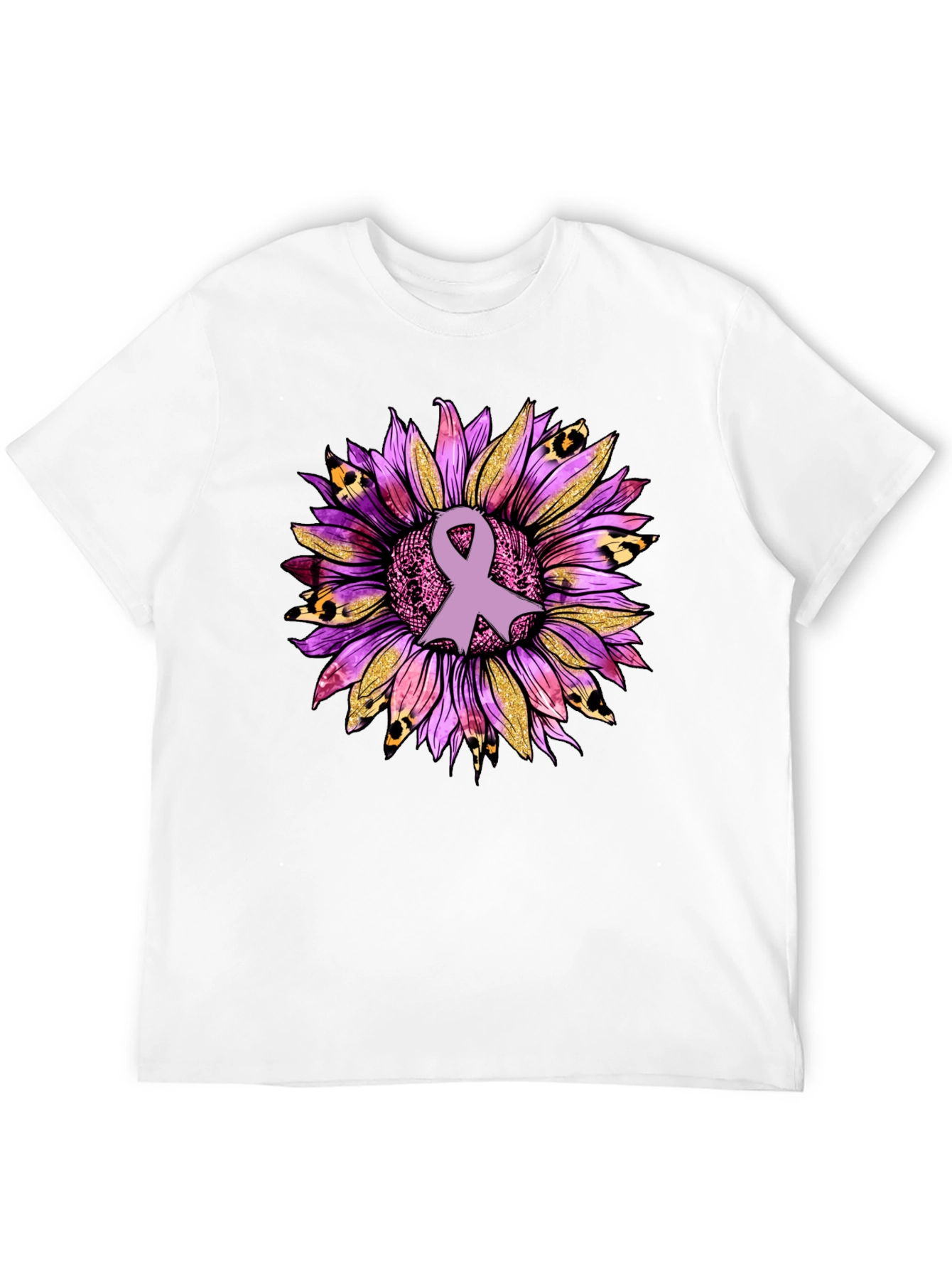 Awareness Ribbon Sunflower Graphic T-Shirt