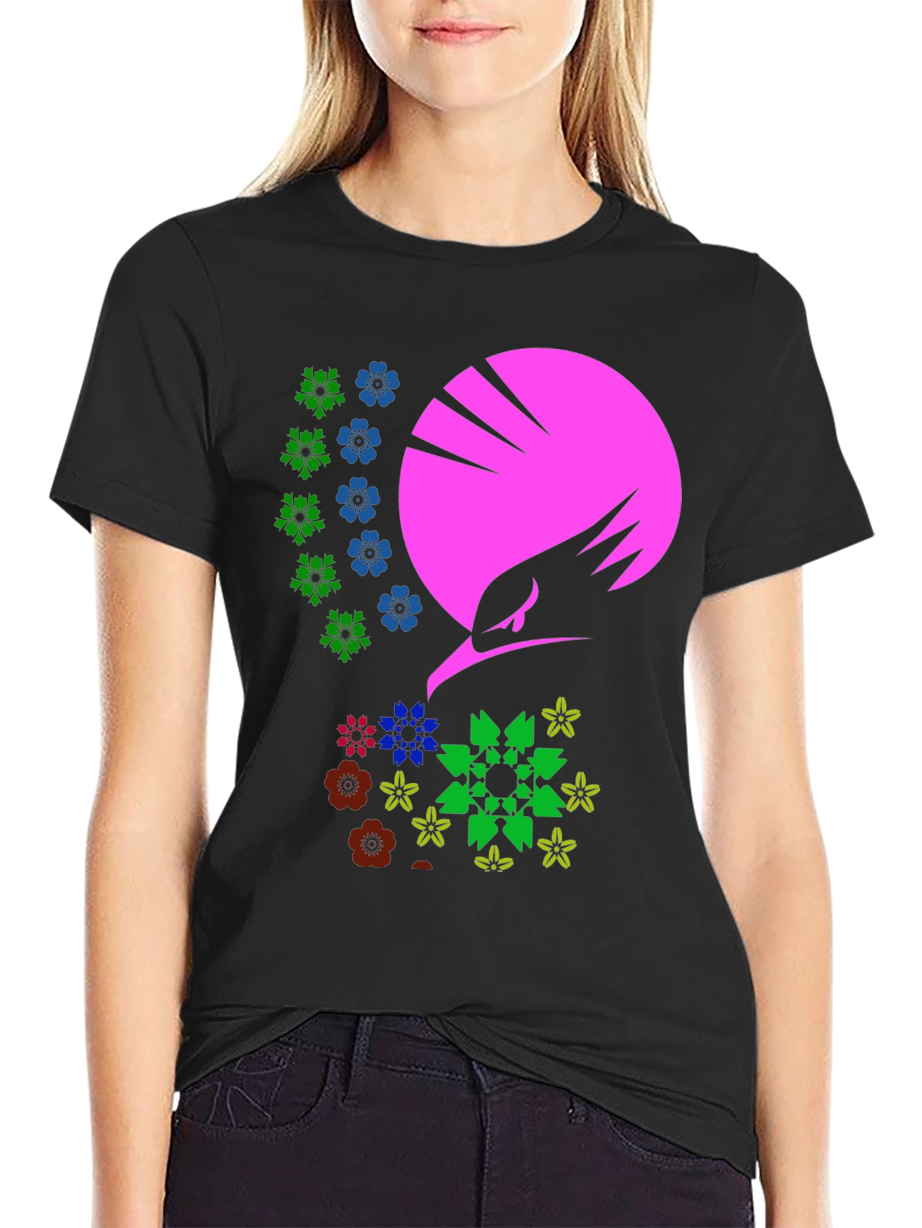 Floral Eagle Graphic Tee - Unique Design