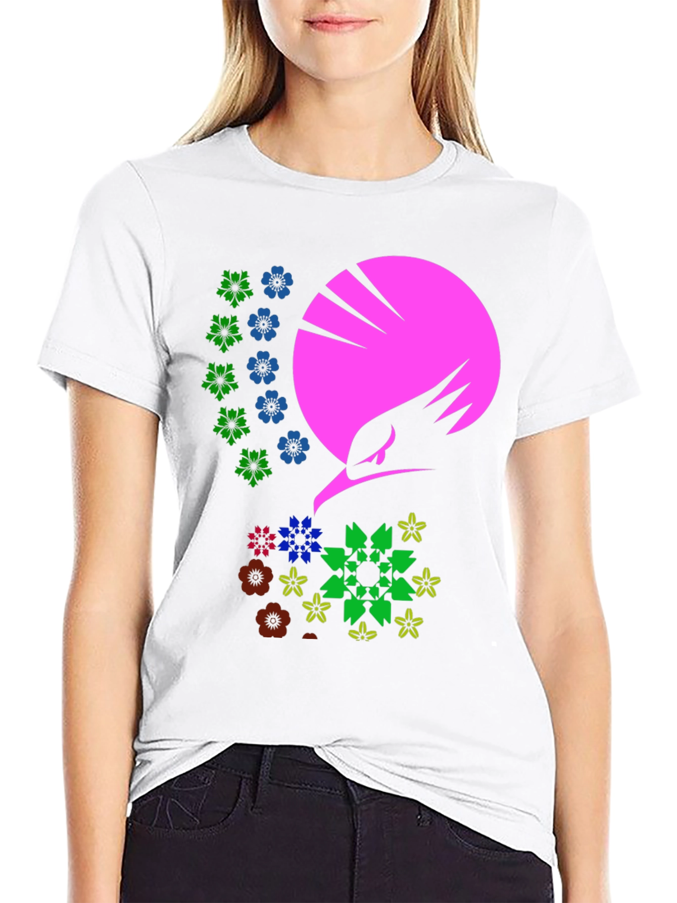 Floral Eagle Graphic Tee - Unique Design