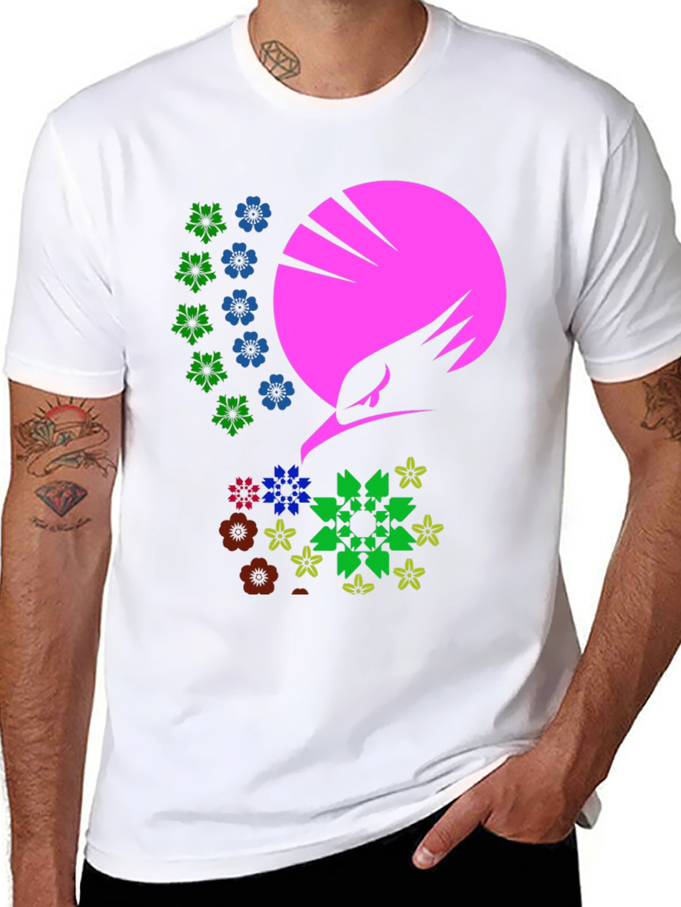 Floral Eagle Graphic Tee - Unique Design