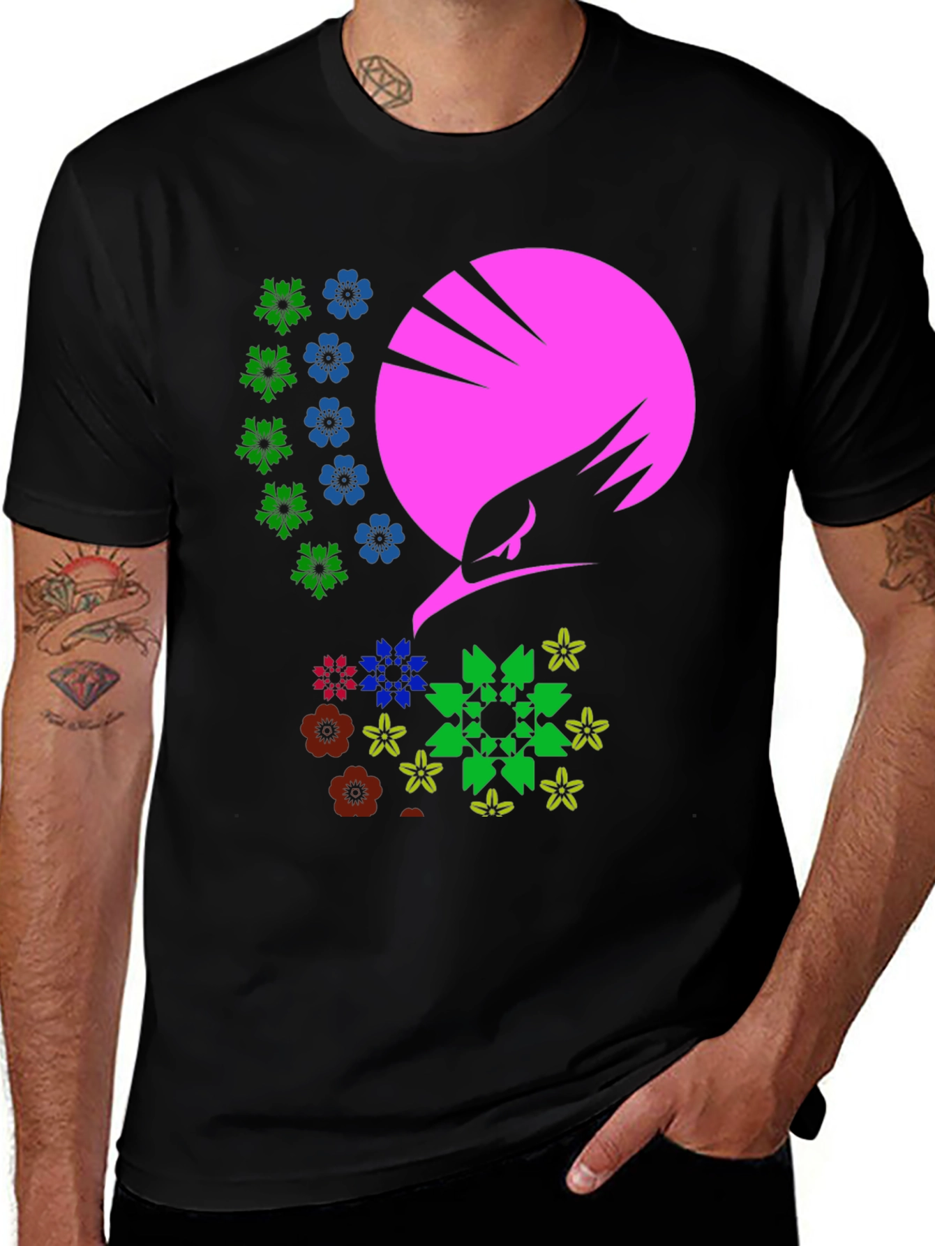Floral Eagle Graphic Tee - Unique Design