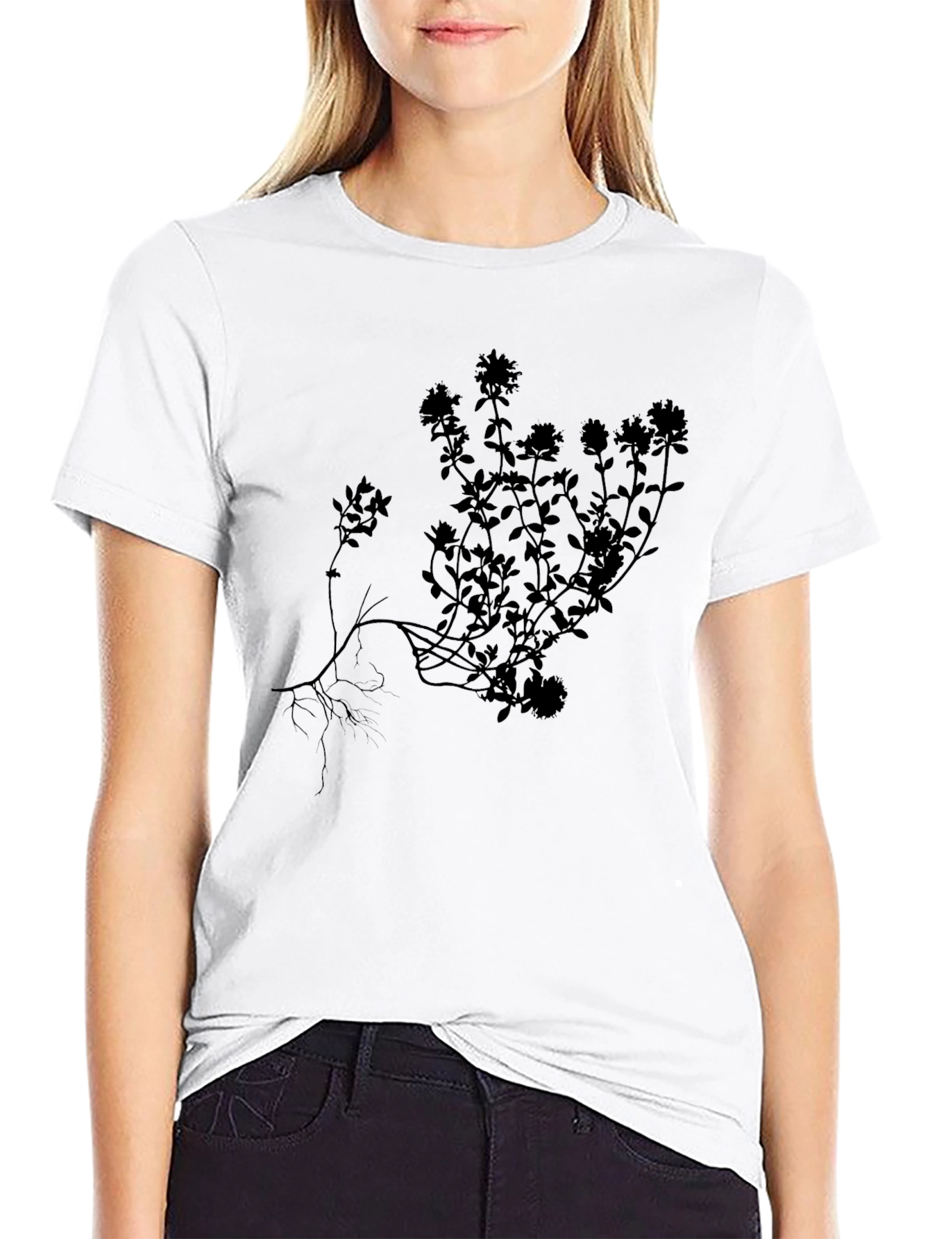 Botanical Silhouette Black T-Shirt