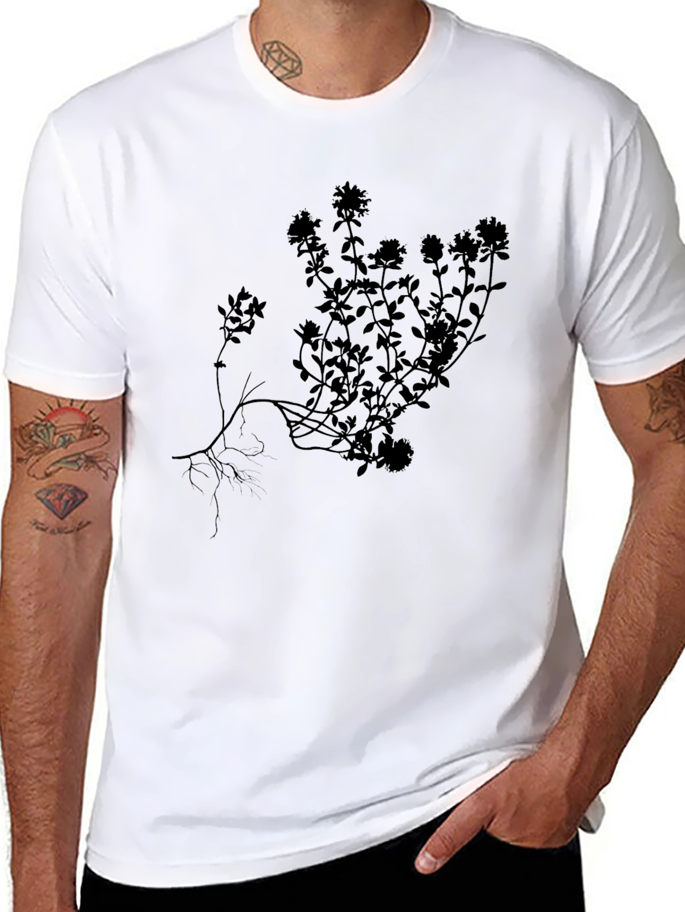 Botanical Silhouette Black T-Shirt
