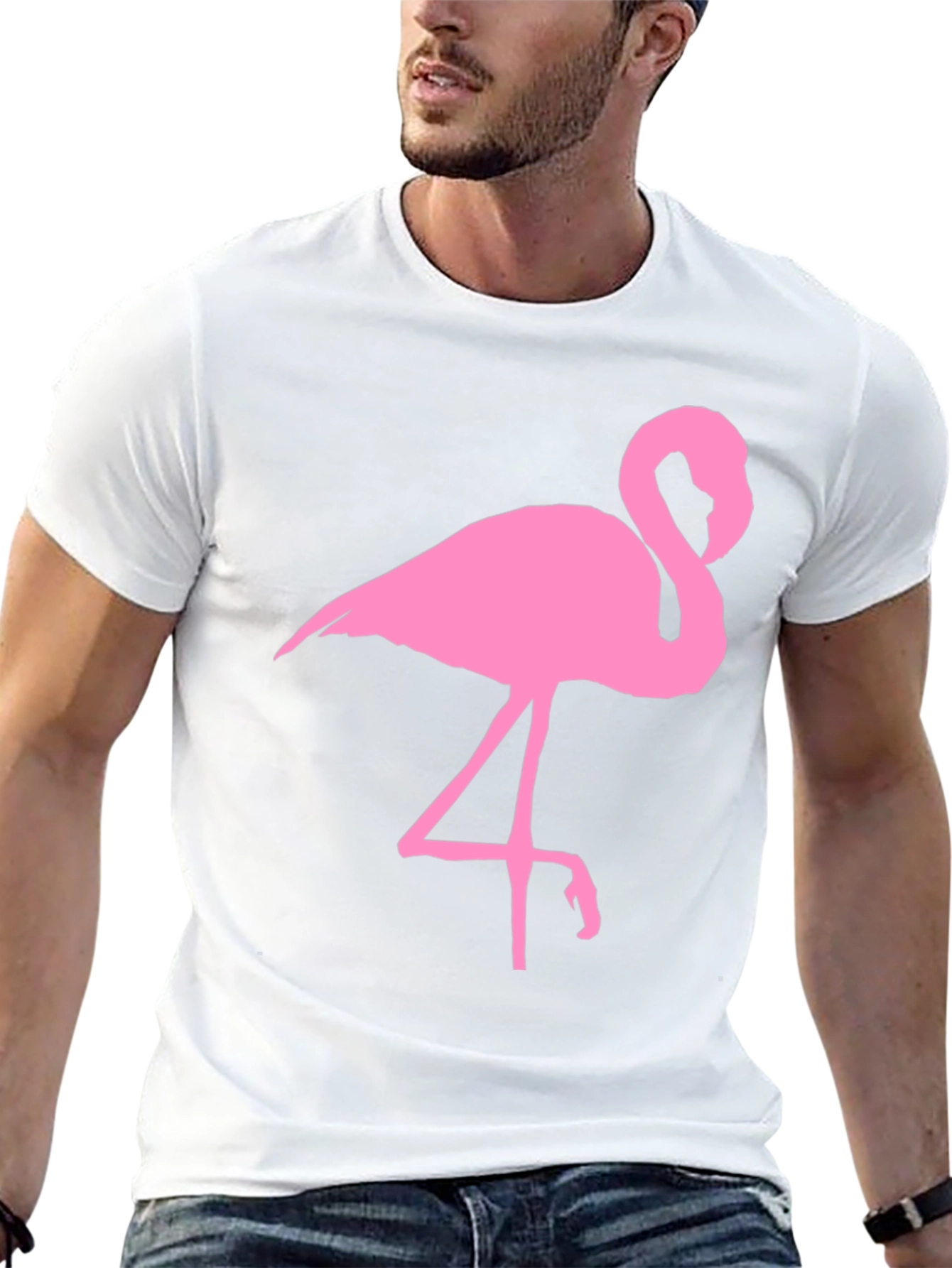 Pink Flamingo Graphic Black T-Shirt