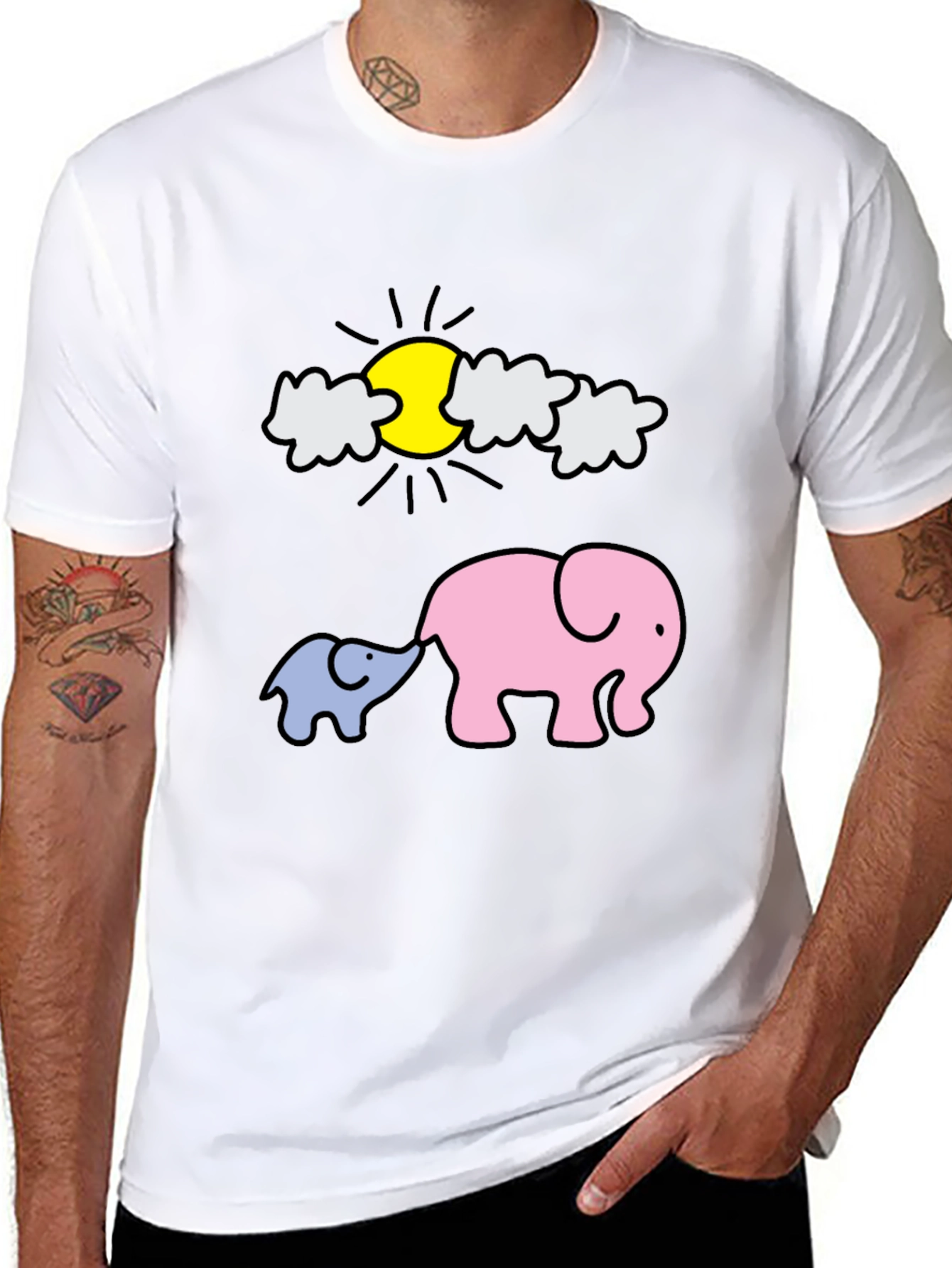 Cute Elephant Family Graphic Tee