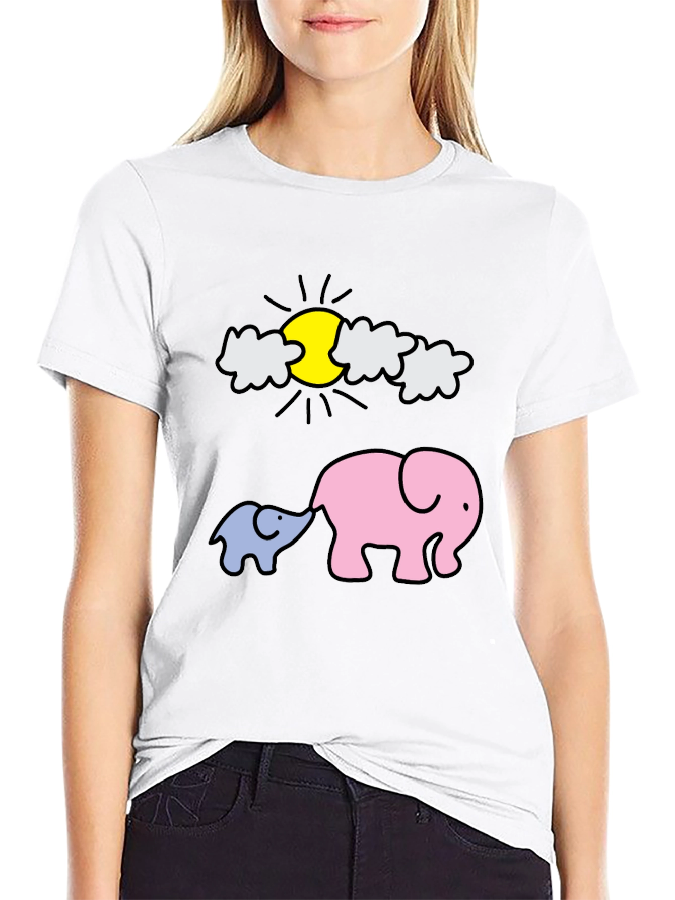 Cute Elephant Family Graphic Tee