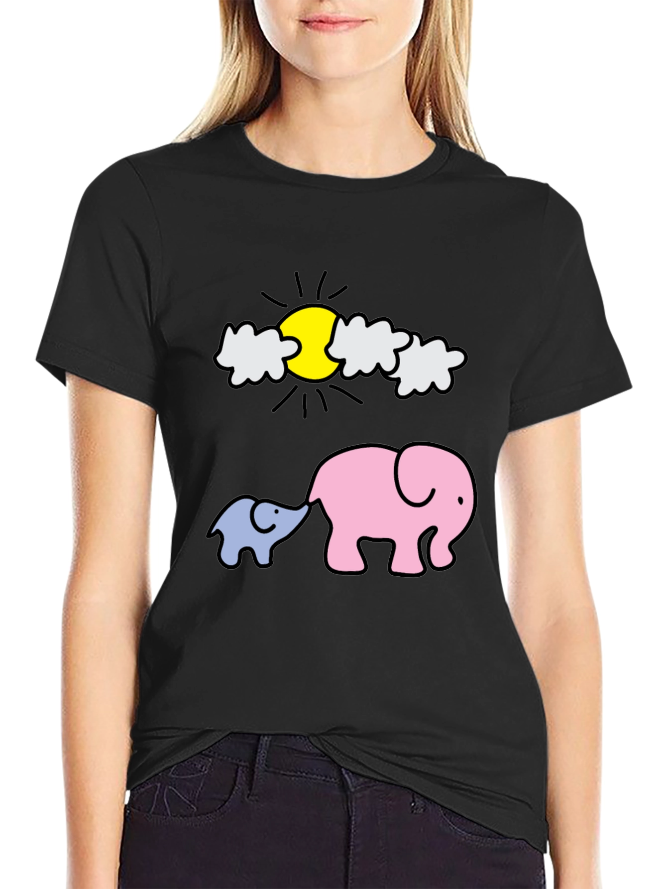 Cute Elephant Family Graphic Tee