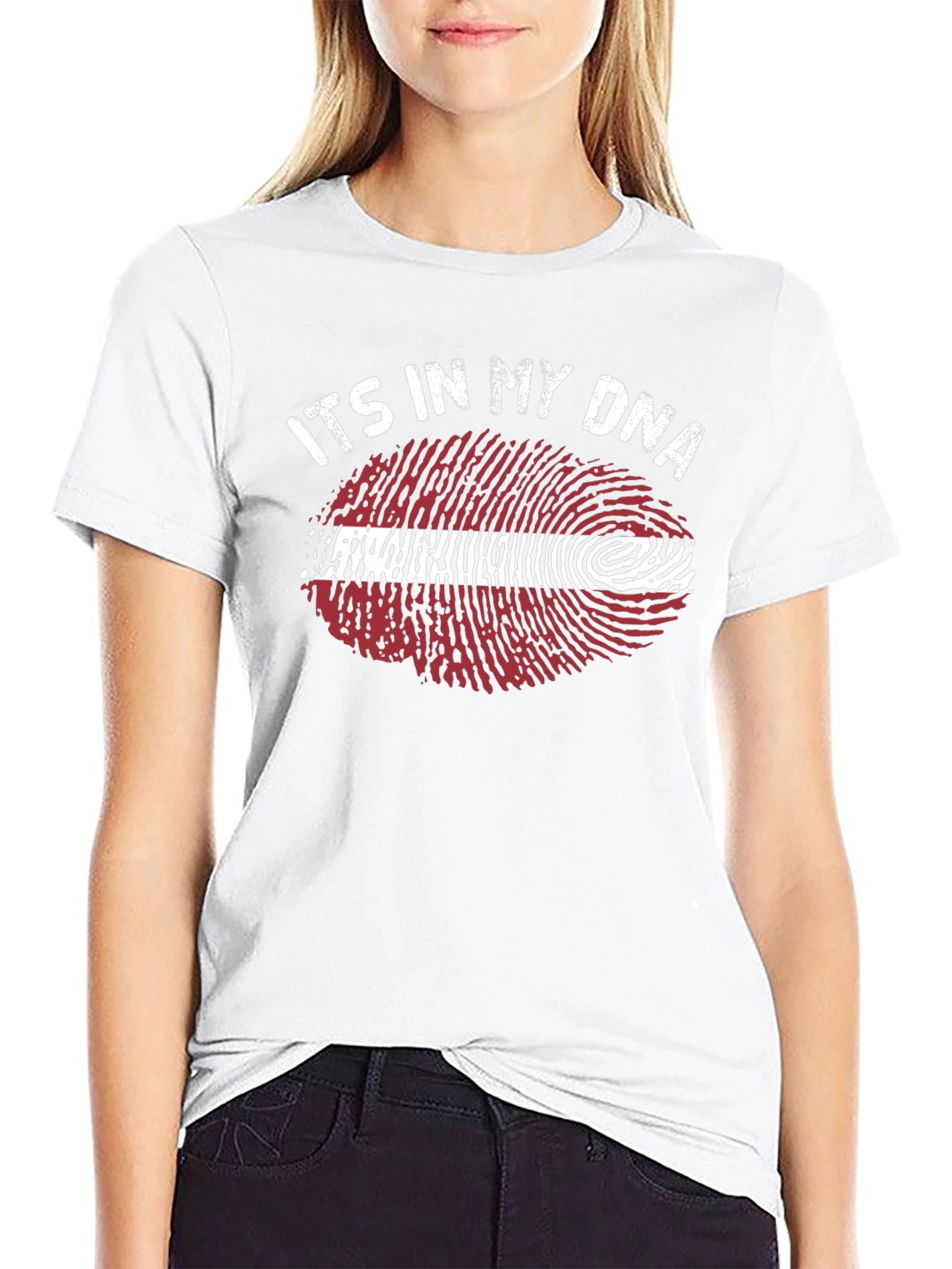 Latvia Flag DNA Fingerprint T-Shirt