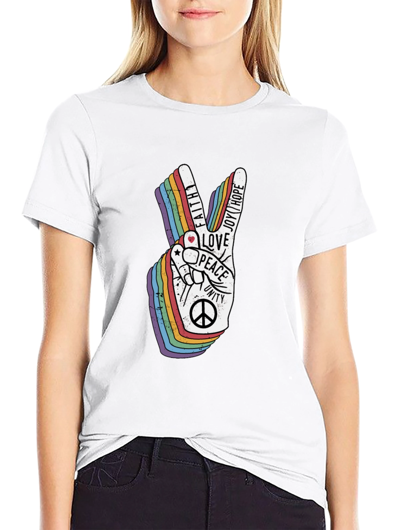Peace Love Unity Rainbow Graphic T-Shirt