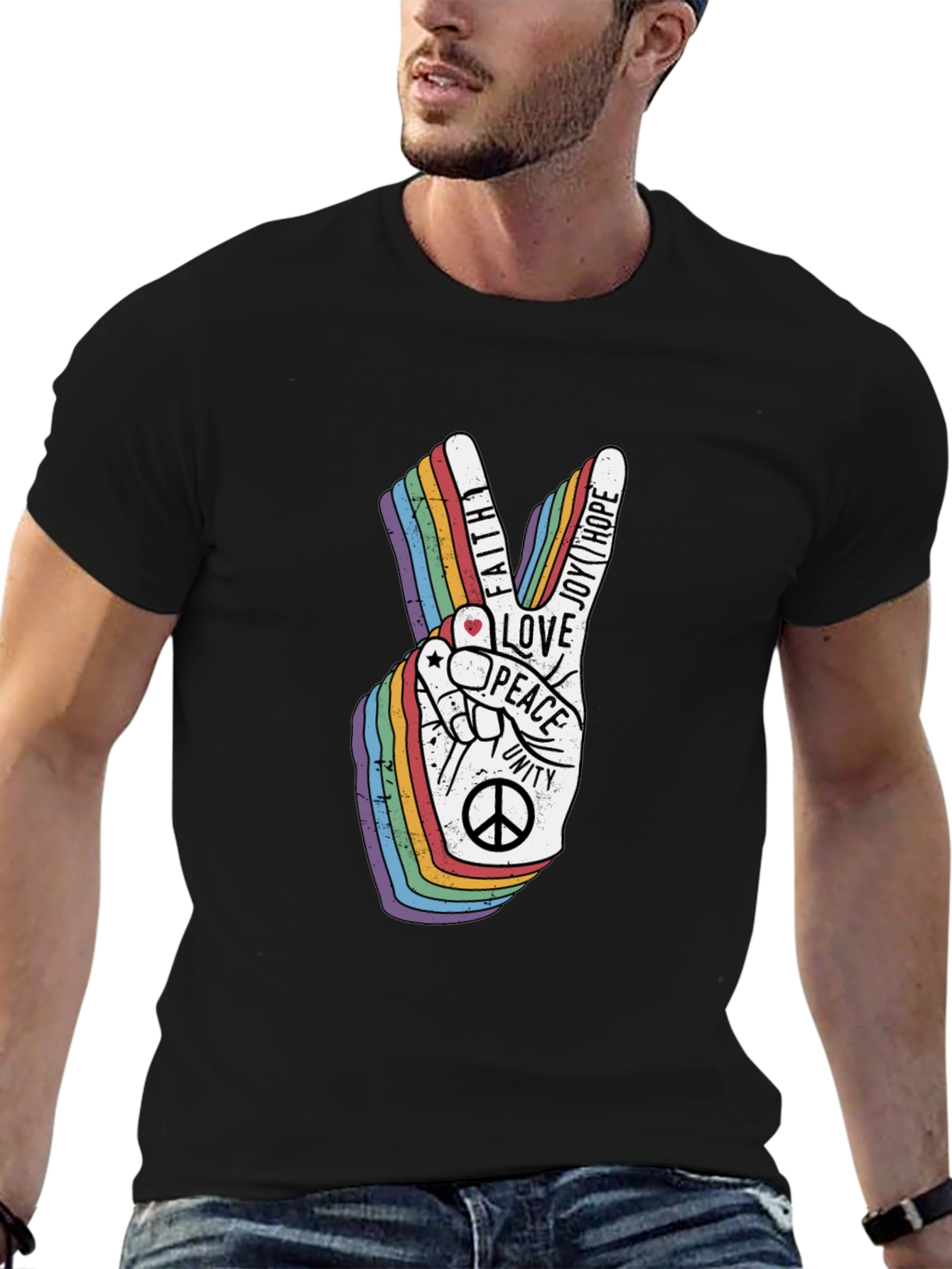 Peace Love Unity Rainbow Graphic T-Shirt