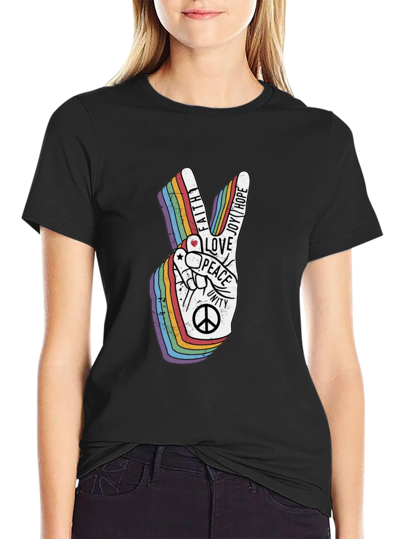 Peace Love Unity Rainbow Graphic T-Shirt